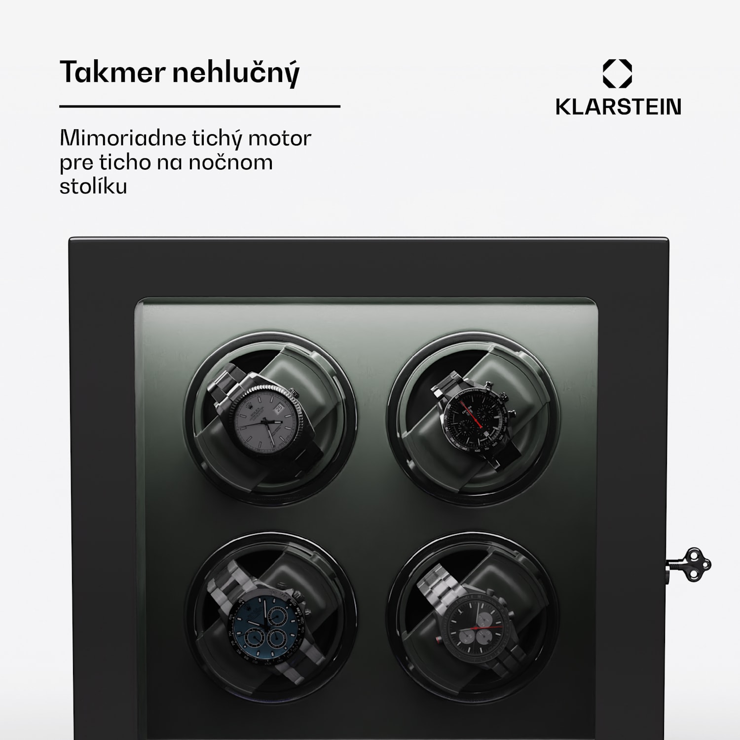 Verdon 4, naťahovač hodiniek, na 4 hodinky, 3 režimy, 5 rýchlostí, LED, diaľkové ovládanie 4 hodinky