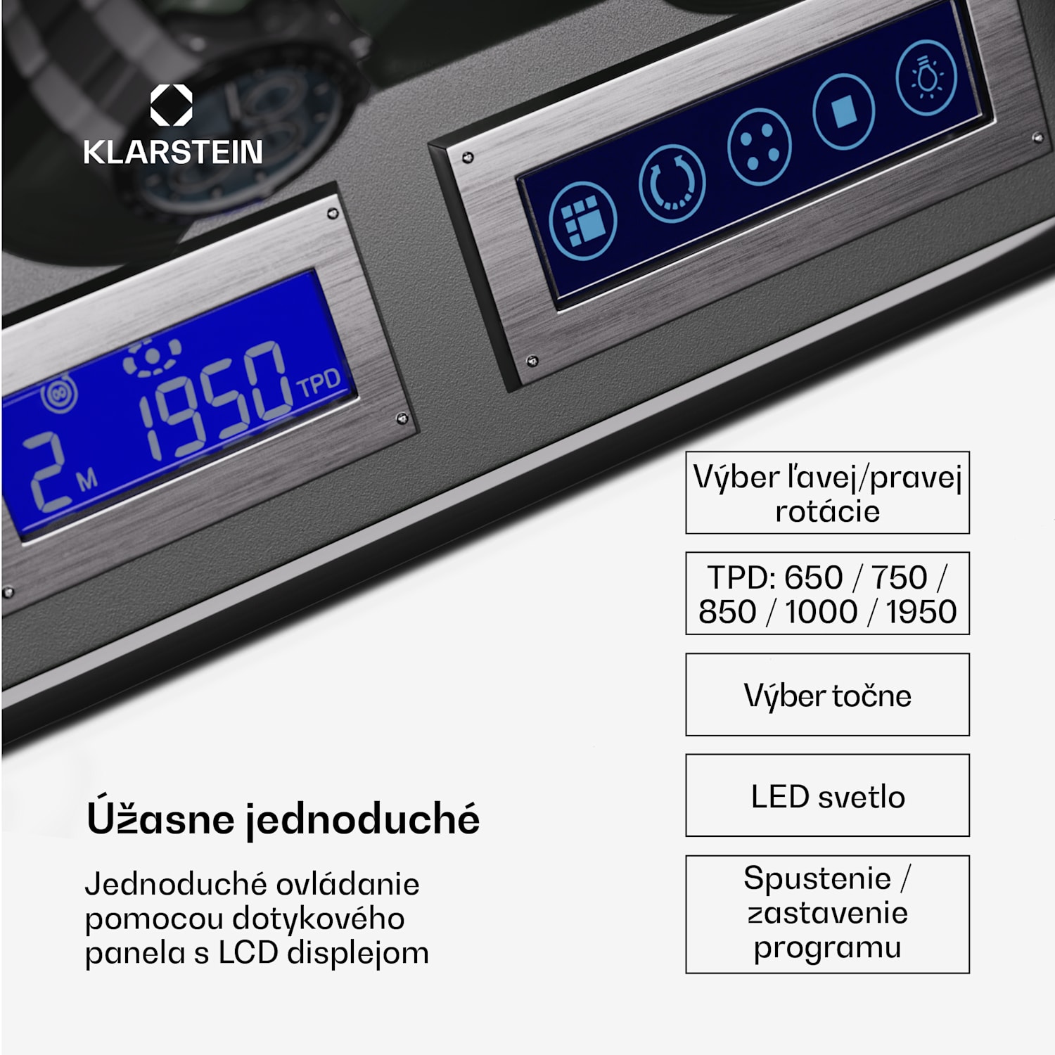 Verdon 4, naťahovač hodiniek, na 4 hodinky, 3 režimy, 5 rýchlostí, LED, diaľkové ovládanie 4 hodinky