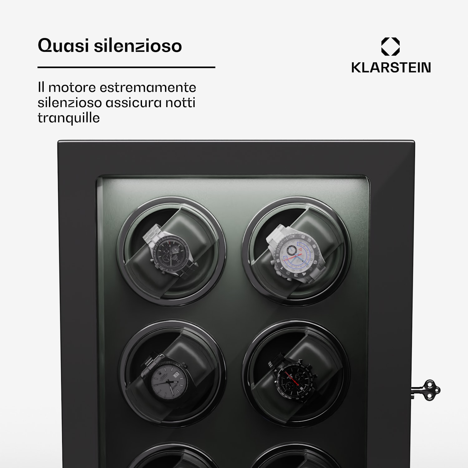 Verdon 6 - Caricatore per 6 orologi, 3 modalità, 5 velocità, LED, telecomando 6 orologi