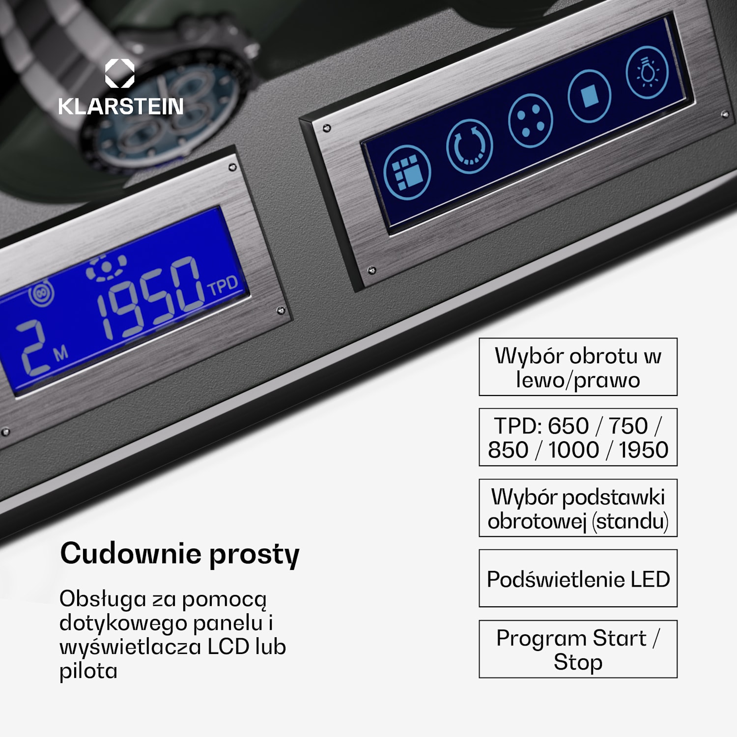 Verdon 6, rotomat do zegarków, 6 zegarków, 3 tryby, 5 prędkości, LED, pilot 