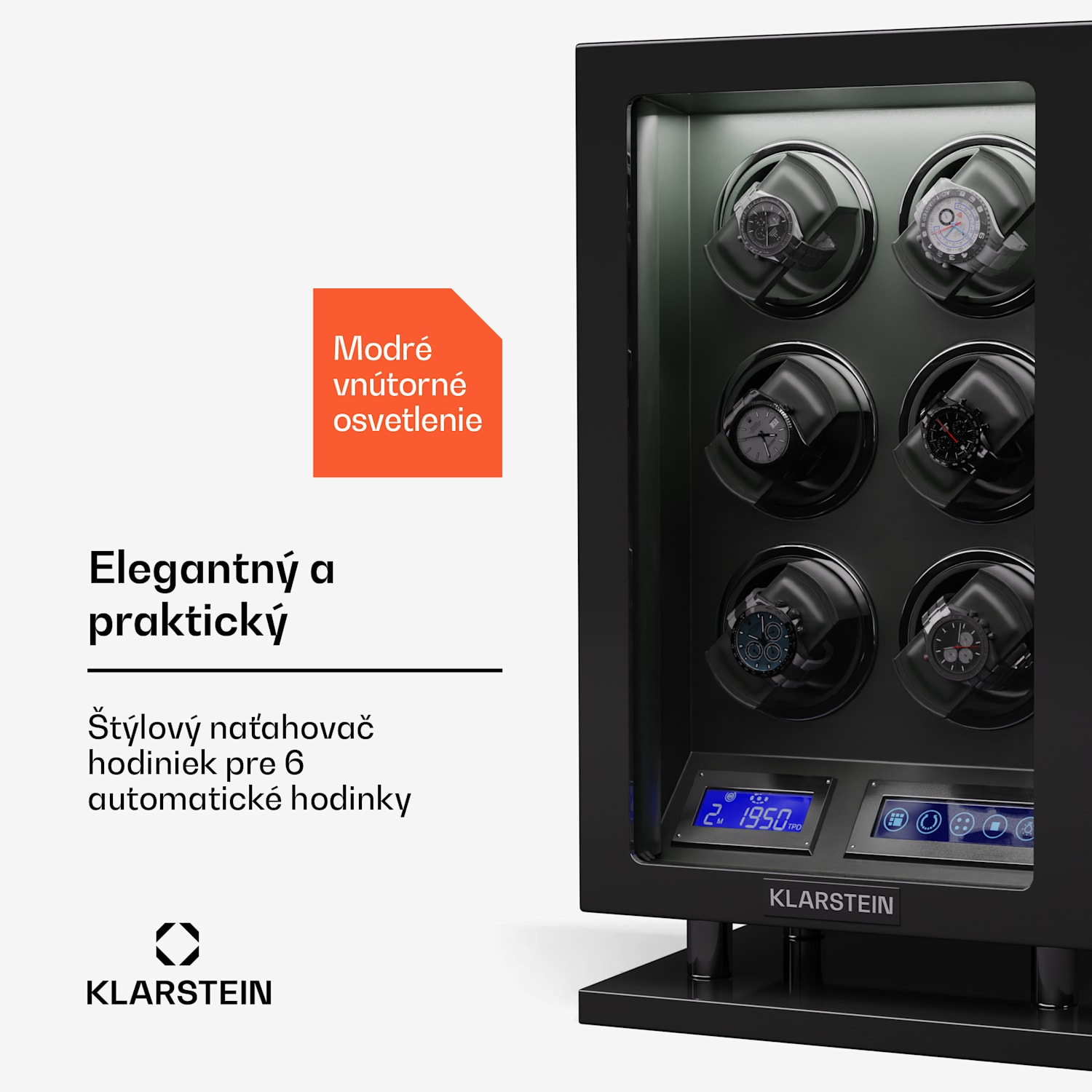 Verdon 6, naťahovač hodiniek, na 6 hodiniek, 3 režimy, 5 rýchlostí, LED, diaľkové ovládanie 6 hodiniek