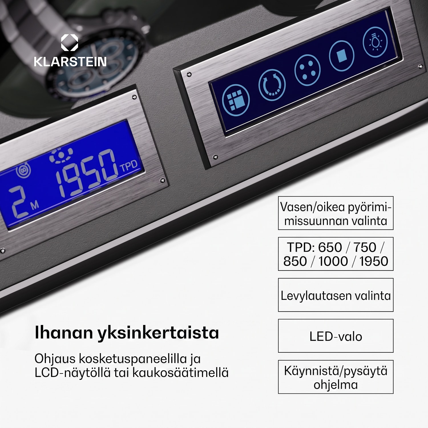 Verdon 8 kellonliikuttaja 8 kellolle 3 tilaa 5 nopeutta LED kaukosäädin 8 kelloa