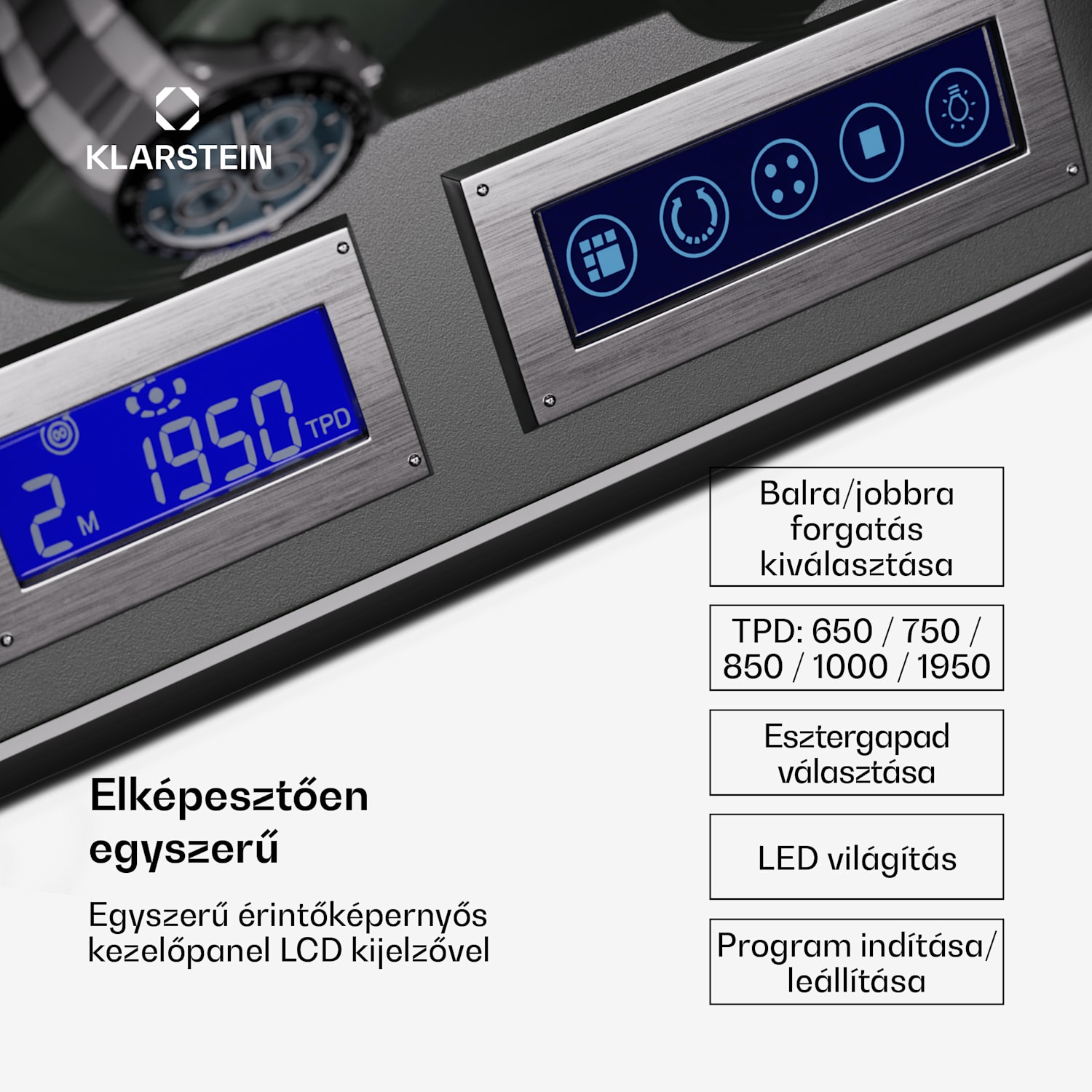 Verdon 8, óratekercselő, 8 órához, 3 üzemmód, 5 sebesség, LED, távirányító 8 watches