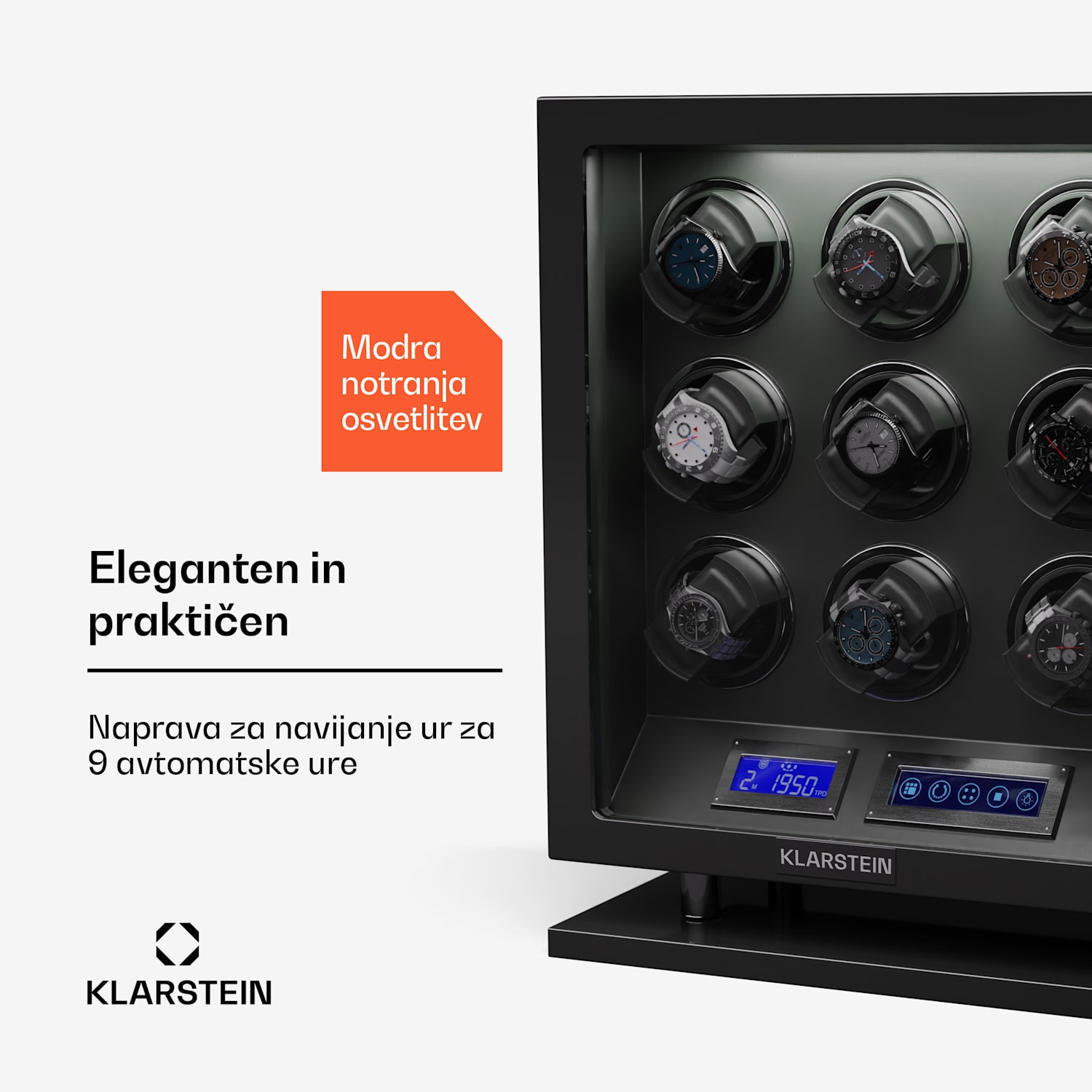 Verdon 9, navijalnik za ure, za 9 ur, 3 načini, 5 hitrosti, LED, daljinski upravljalnik 