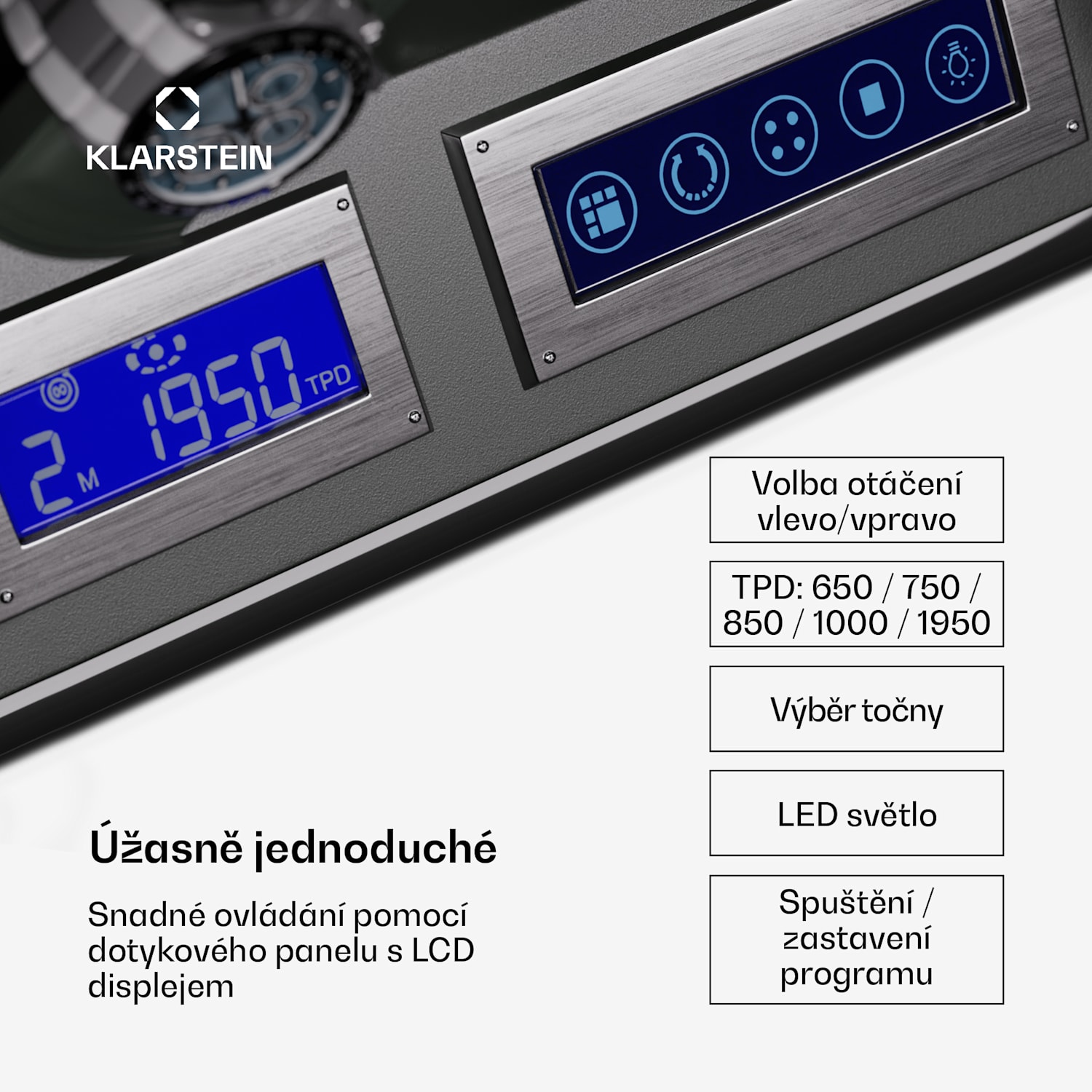 Verdon 12, natahovač hodinek, pro 12 hodinek, 3 režimy, 5 rychlostí, LED, dálkové ovládání 12 hodinek