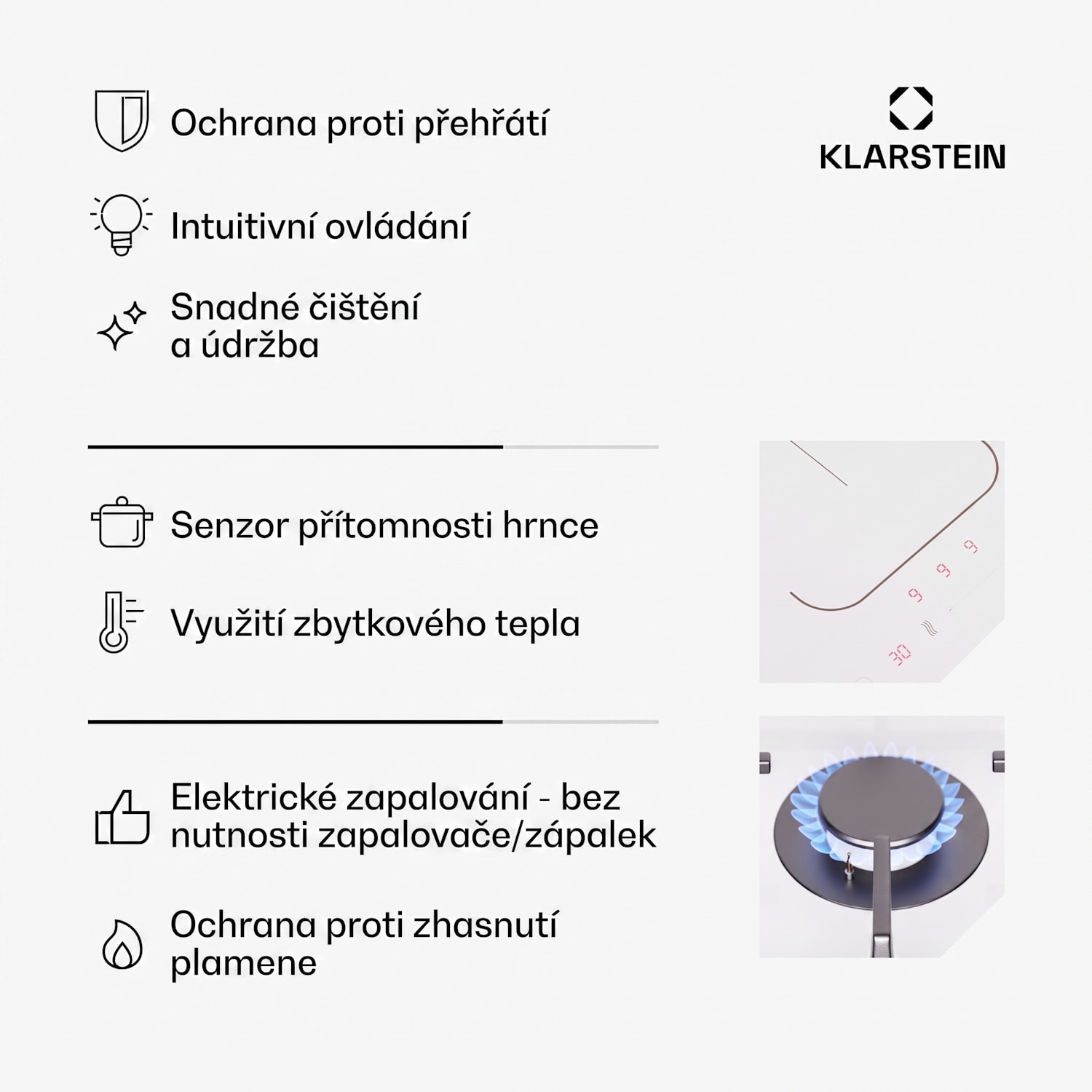 MultiChef 4, indukční a plynová varná deska, 4 varné zóny, 2 plynové hořáky, 2 indukční varné desky, FlexZone 60 cm | Plynová a indukční varná deska | Bílá