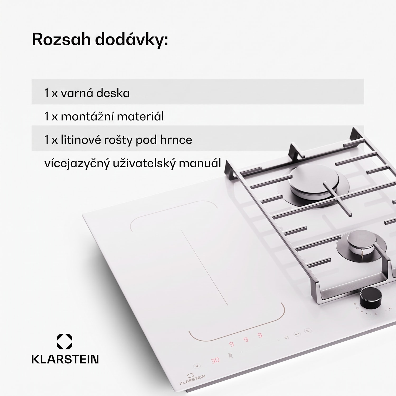 MultiChef 4, indukční a plynová varná deska, 4 varné zóny, 2 plynové hořáky, 2 indukční varné desky, FlexZone 60 cm | Plynová a indukční varná deska | Bílá