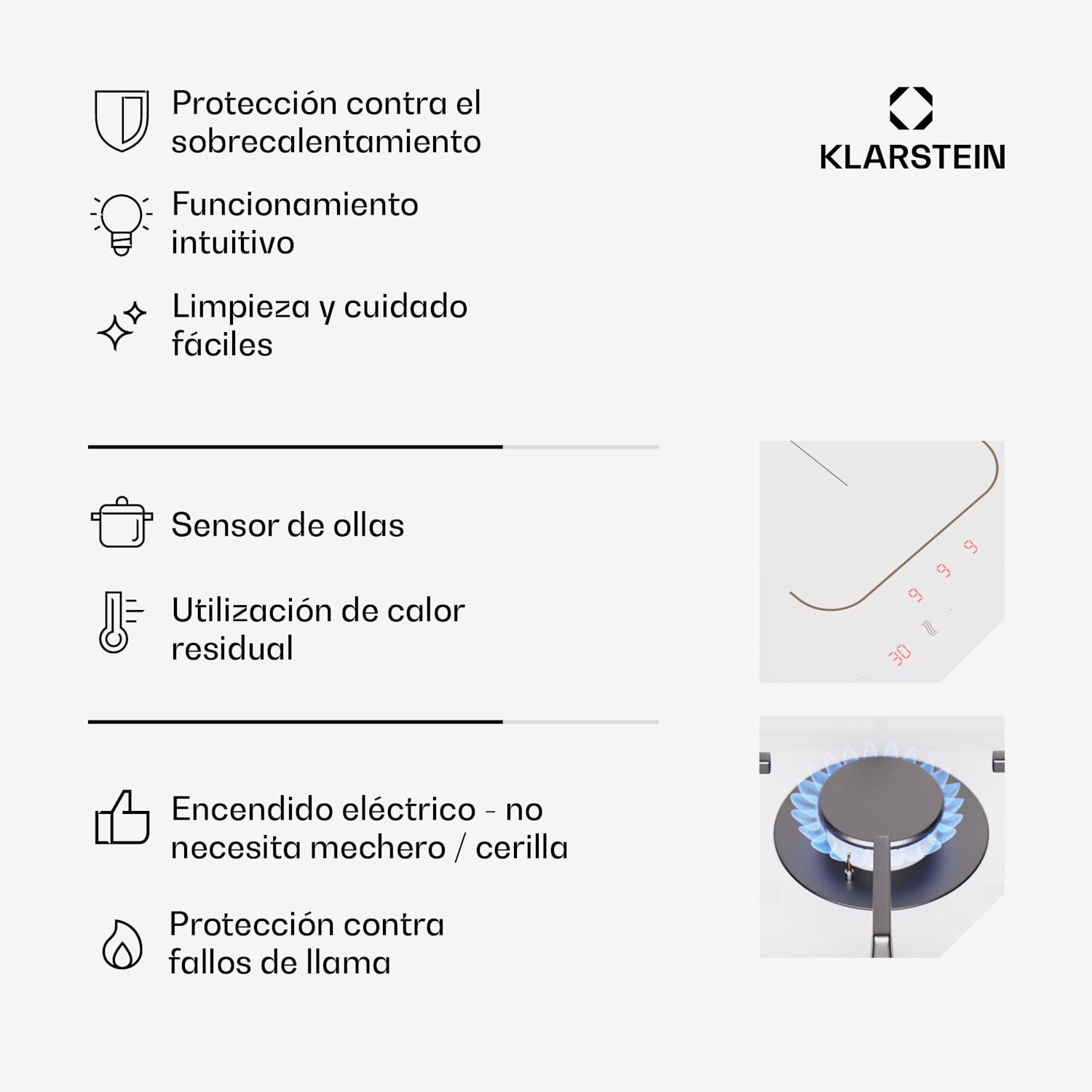 Placa de inducción y gas MultiChef 4 4 zonas de cocción 2 quemadores de gas 2 placas de inducción FlexZone 60 cm | Placa de gas e inducción | Blanco