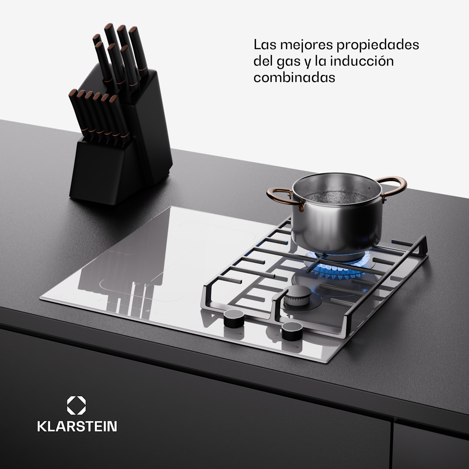 Placa de inducción y gas MultiChef 4 4 zonas de cocción 2 quemadores de gas 2 placas de inducción FlexZone 60 cm | Placa de gas e inducción | Blanco