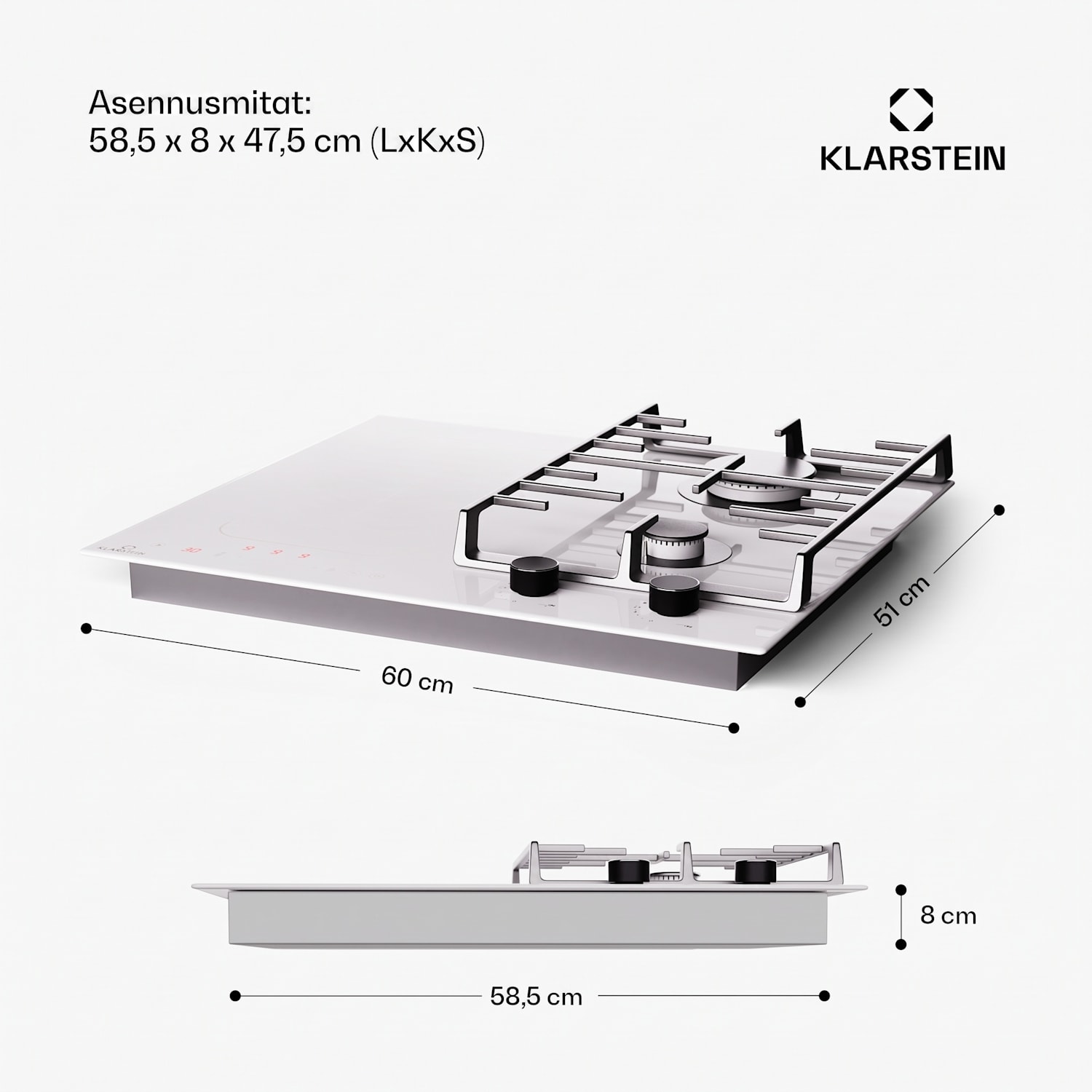 MultiChef 4 induktio- ja kaasuliesi 4 keittoaluetta 2 kaasupoltinta 2 induktioaluetta FlexZone 60 cm | Kaasu- ja induktioliesitaso | Valkoinen