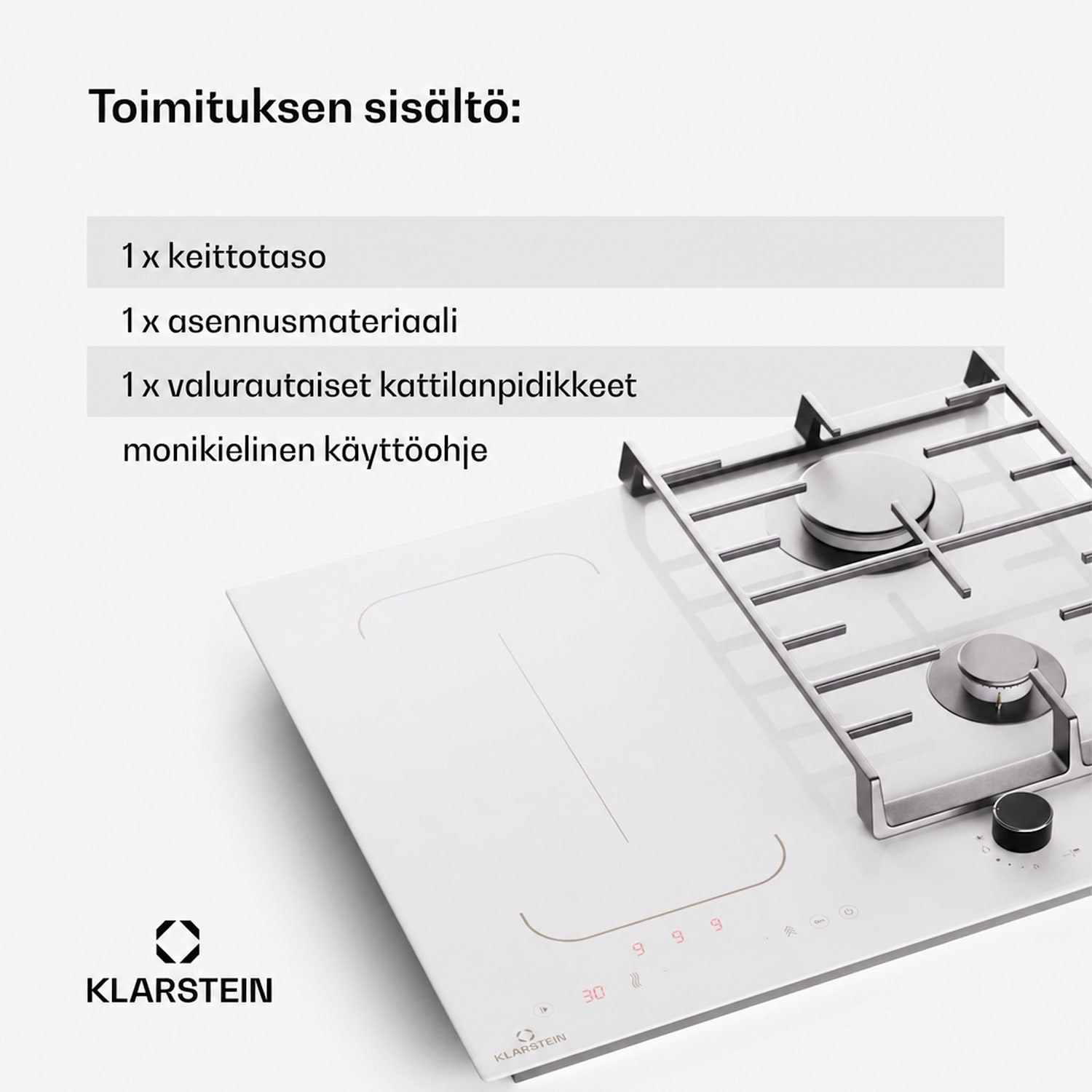 MultiChef 4 induktio- ja kaasuliesi 4 keittoaluetta 2 kaasupoltinta 2 induktioaluetta FlexZone 60 cm | Kaasu- ja induktioliesitaso | Valkoinen