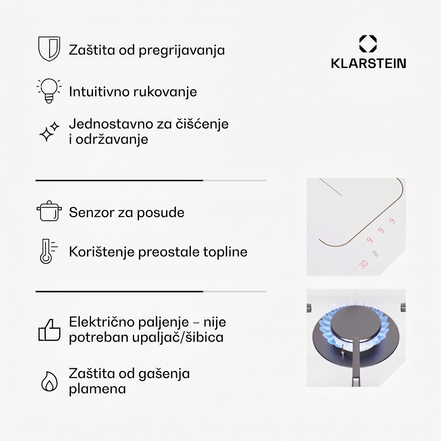 MultiChef 4, indukcijska i plinska ploča za kuhanje, 4 zone za kuhanje, 2 plinska plamenika, 2 indukcijske ploče za kuhanje, FlexZone 60 cm | Plinska i indukcijska ploča | Bijela