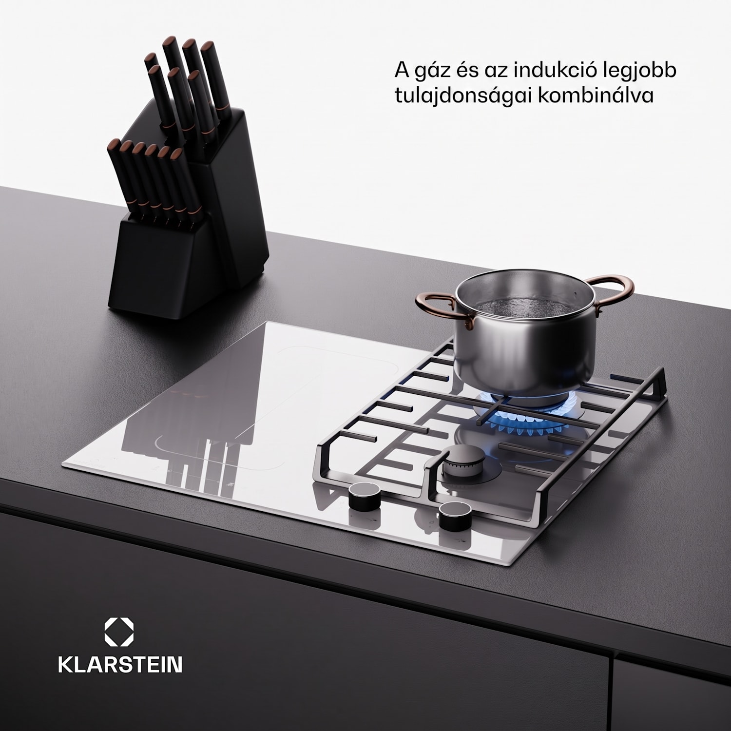 MultiChef 4, indukciós és gáz tűzhely, 4 főzőzóna, 2 gázégő, 2 indukciós főzőlap, FlexZone 60 cm | Gáz + indukciós főzőlap | Fehér
