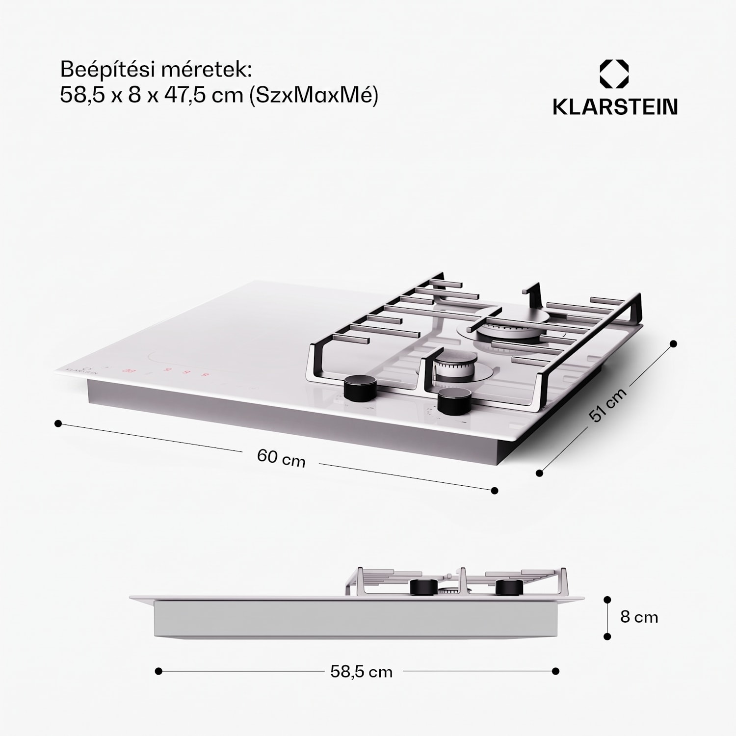 MultiChef 4, indukciós és gáz tűzhely, 4 főzőzóna, 2 gázégő, 2 indukciós főzőlap, FlexZone 60 cm | Gáz + indukciós főzőlap | Fehér