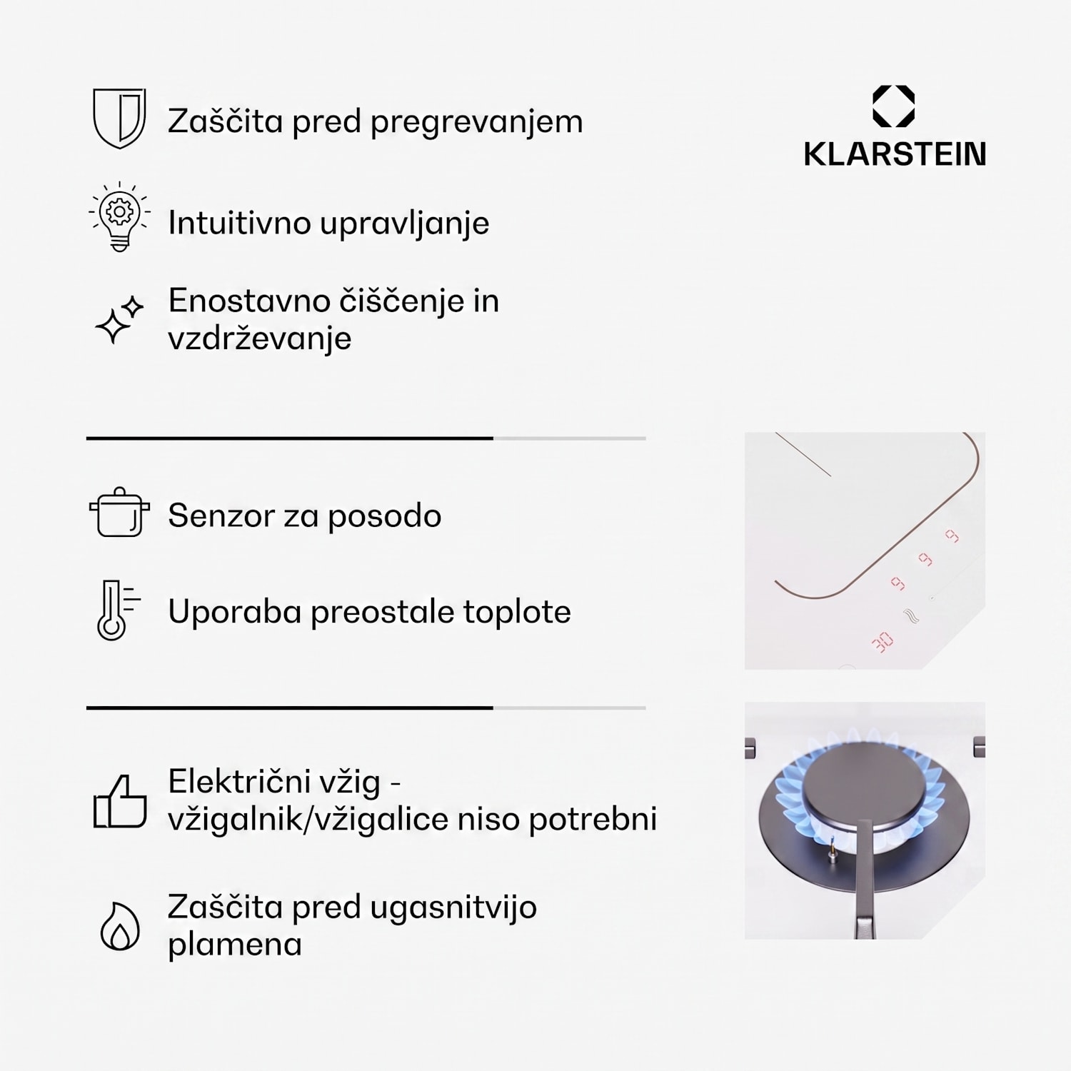 MultiChef 4, indukcijska in plinska kuhalna plošča, 4 kuhališča, 2 plinska gorilnika, 2 indukcijski kuhališči, FlexZone 60 cm | Plinska in indukcijska plošča | Bela