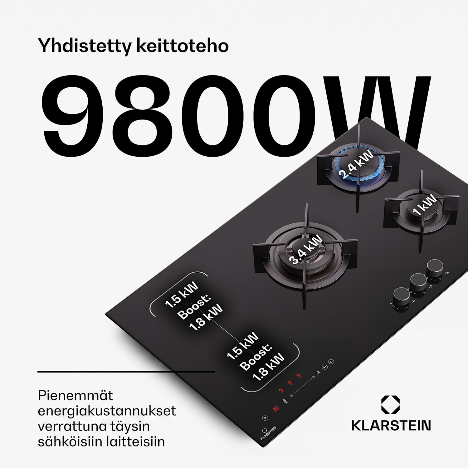 MultiChef 5 Wok induktio- ja kaasuliesi 5 keittoaluetta 3 kaasupoltinta 2 induktioaluetta FlexZone 90 cm | Kaasu- ja induktioliesitaso | Musta