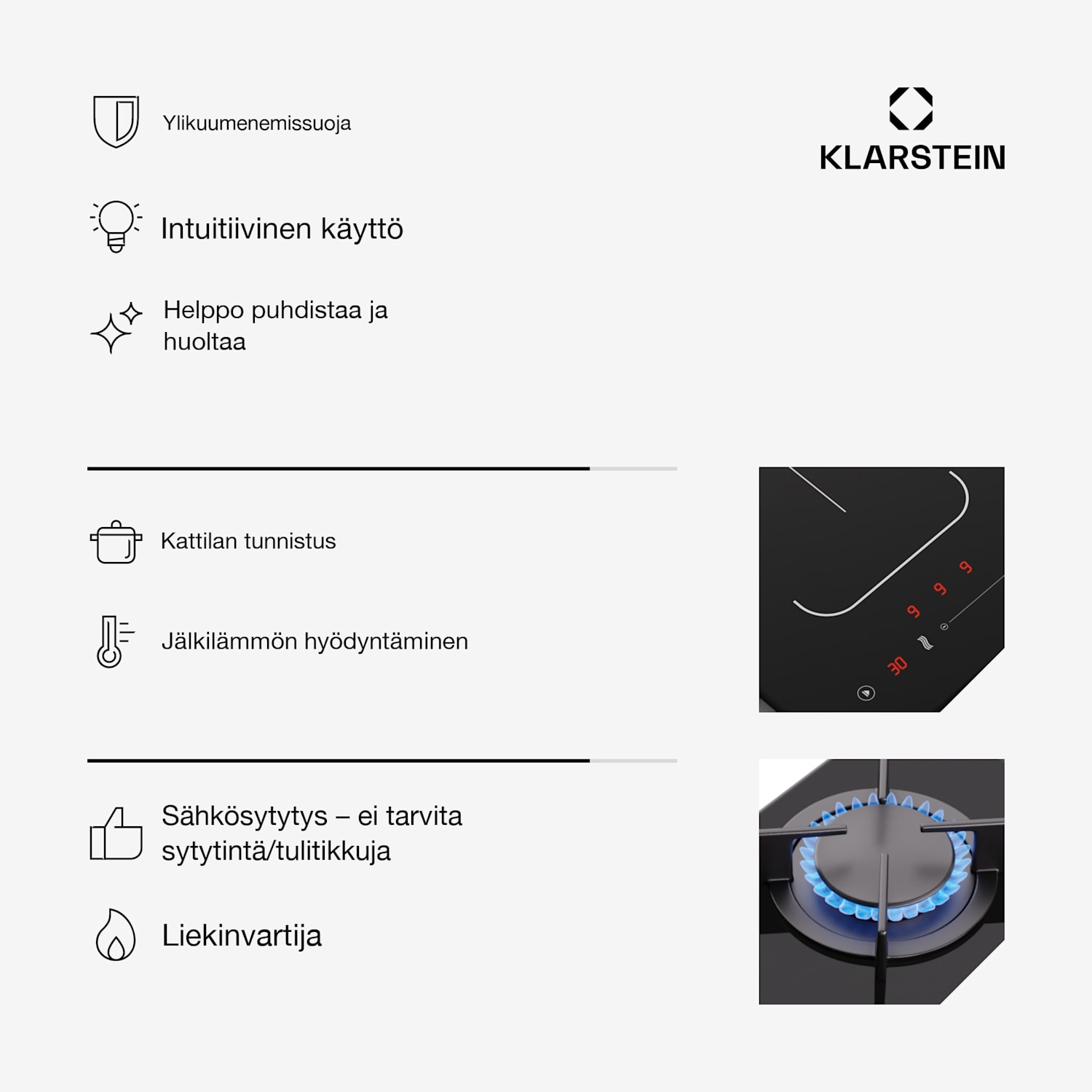 MultiChef 5 Wok induktio- ja kaasuliesi 5 keittoaluetta 3 kaasupoltinta 2 induktioaluetta FlexZone 90 cm | Kaasu- ja induktioliesitaso | Musta