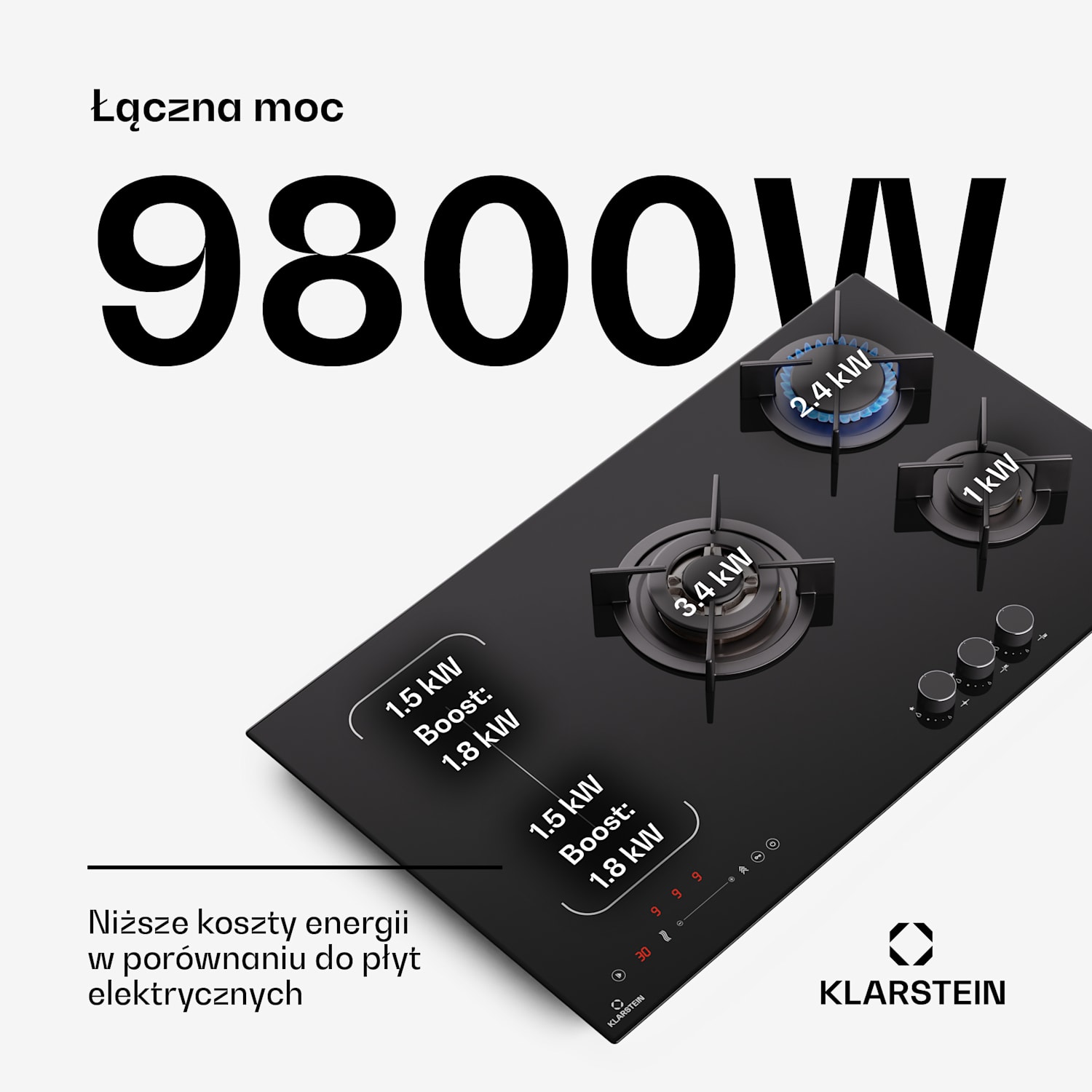 MultiChef 5 Wok, płyta indukcyjna i gazowa, 5 stref gotowania, 3 palniki gazowe, 2 pola indukcyjne, FlexZone 90 cm | Płyta gazowa i indukcyjna | Czarny