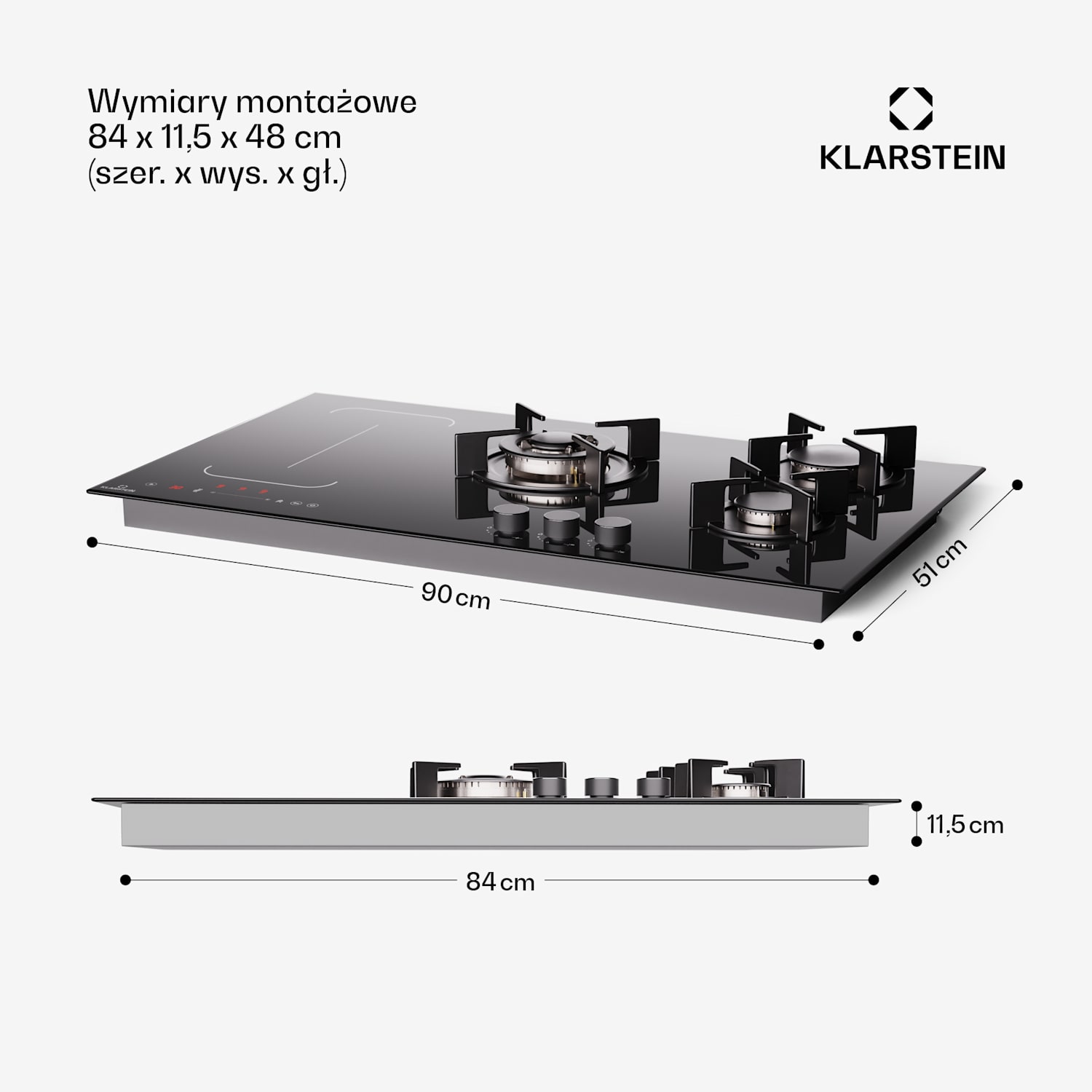 MultiChef 5 Wok, płyta indukcyjna i gazowa, 5 stref gotowania, 3 palniki gazowe, 2 pola indukcyjne, FlexZone 90 cm | Płyta gazowa i indukcyjna | Czarny