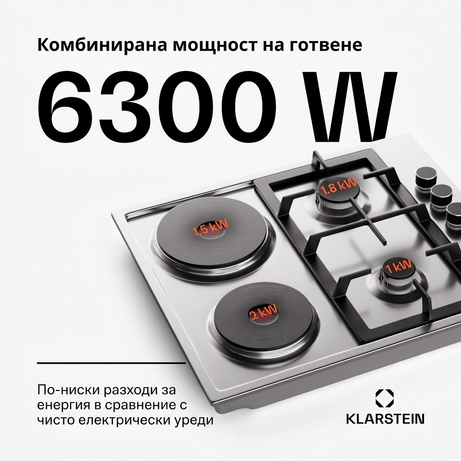 MultiChef 4 Hot Plate, електрически и газов котлон, 4 зони за готвене, 2 горелки, 2 електрически котлона 60 cm | Газов и котлон | Сребърен