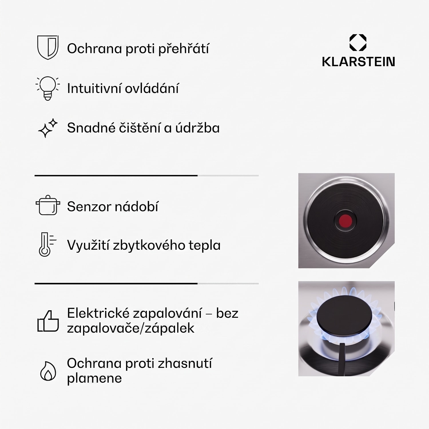 MultiChef 4 Hot Plate, elektrická a plynová varná deska, 4 varné zóny, 2 hořáky, 2 elektrické plotýnky 60 cm | Plynová a varná deska | Stříbrná
