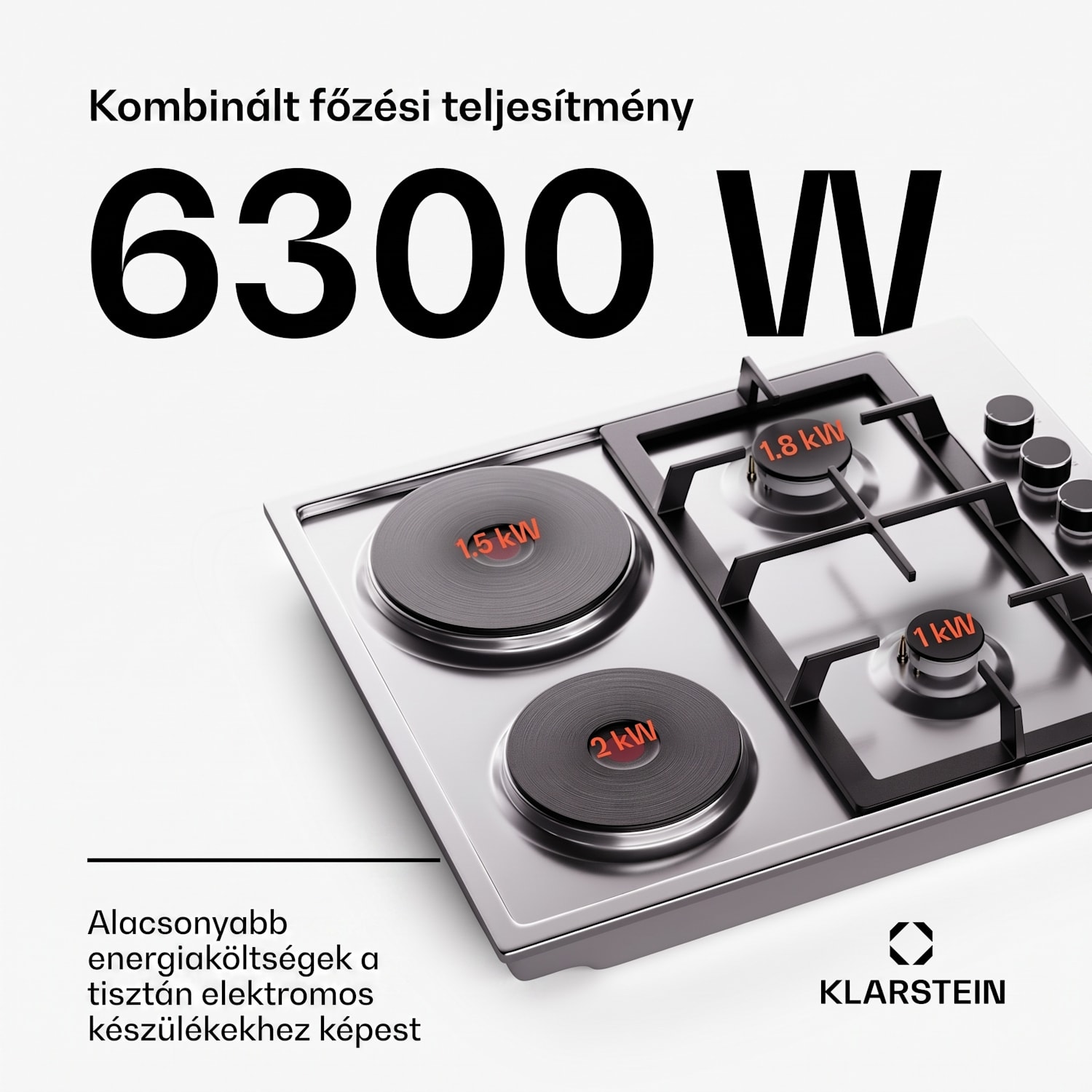 MultiChef 4 Hot Plate, villany és gáz főzőlap, 4 főzőzóna, 2 égő, 2 villany főzőlap 60 cm | Gáz + főzőlap | Ezüst