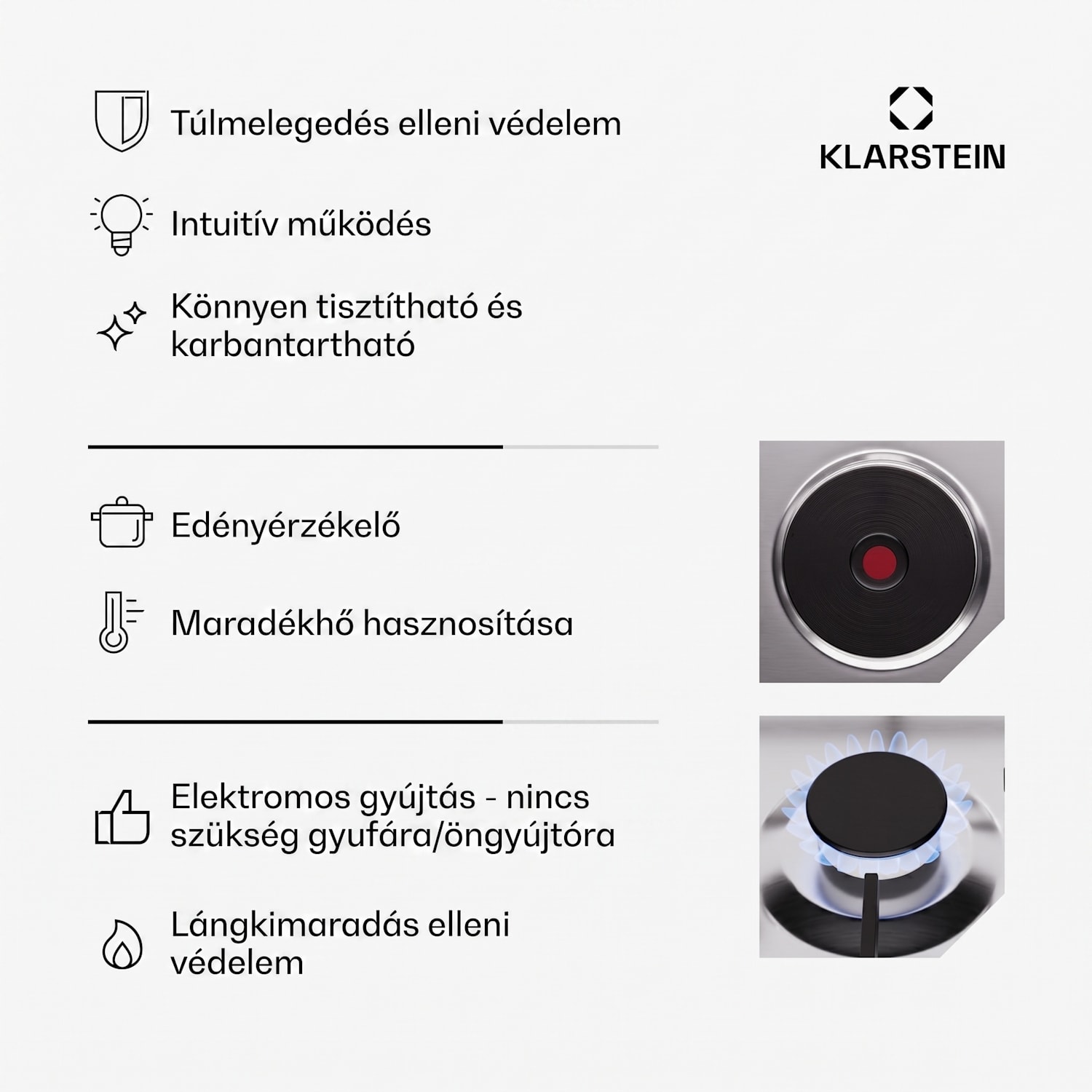 MultiChef 4 Hot Plate, villany és gáz főzőlap, 4 főzőzóna, 2 égő, 2 villany főzőlap 60 cm | Gáz + főzőlap | Ezüst