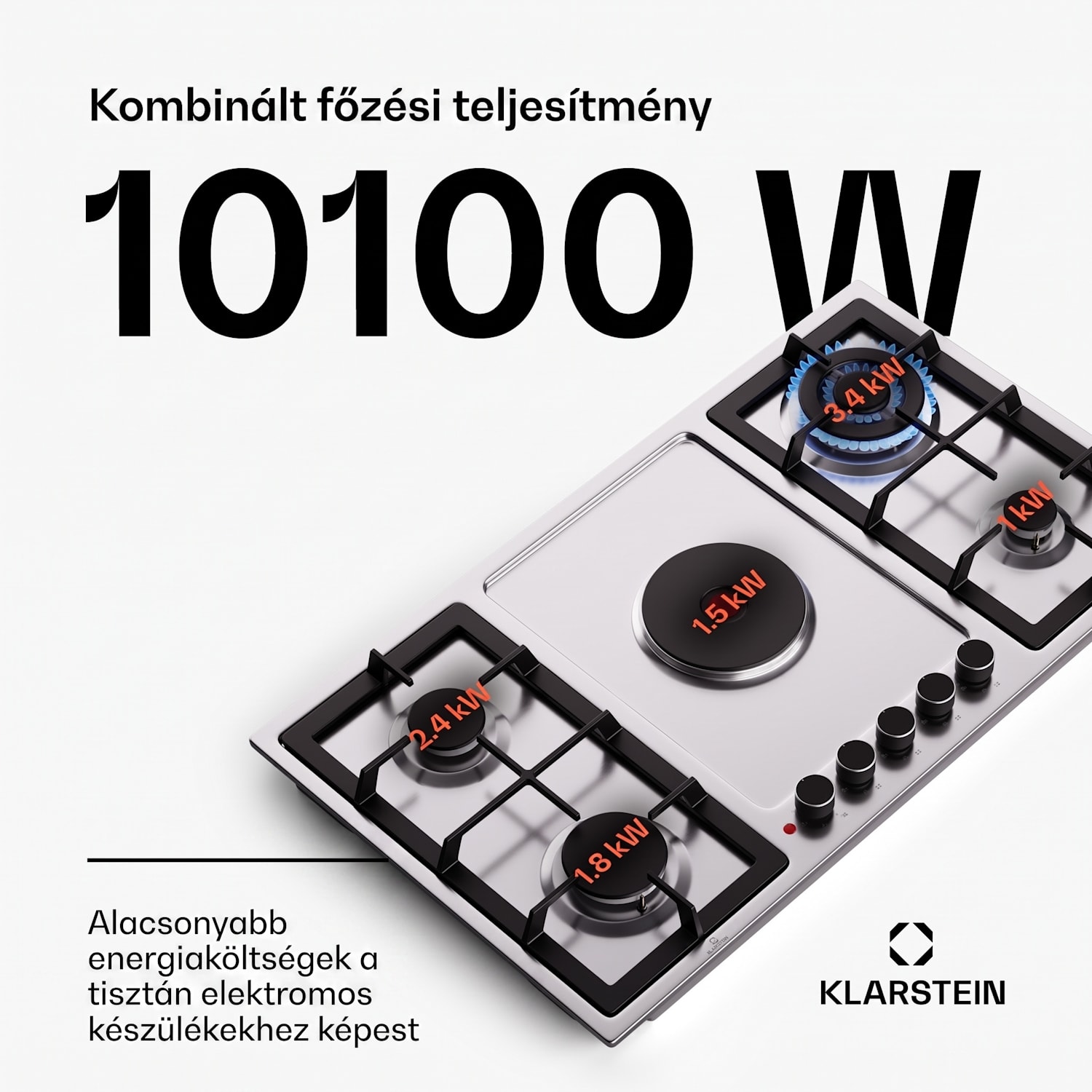 MultiChef 5 Hot Plate, villany és gáz főzőlap, 5 főzőzóna, 4 égő, 1 villany főzőlap 90 cm | Gáz + főzőlap | Ezüst