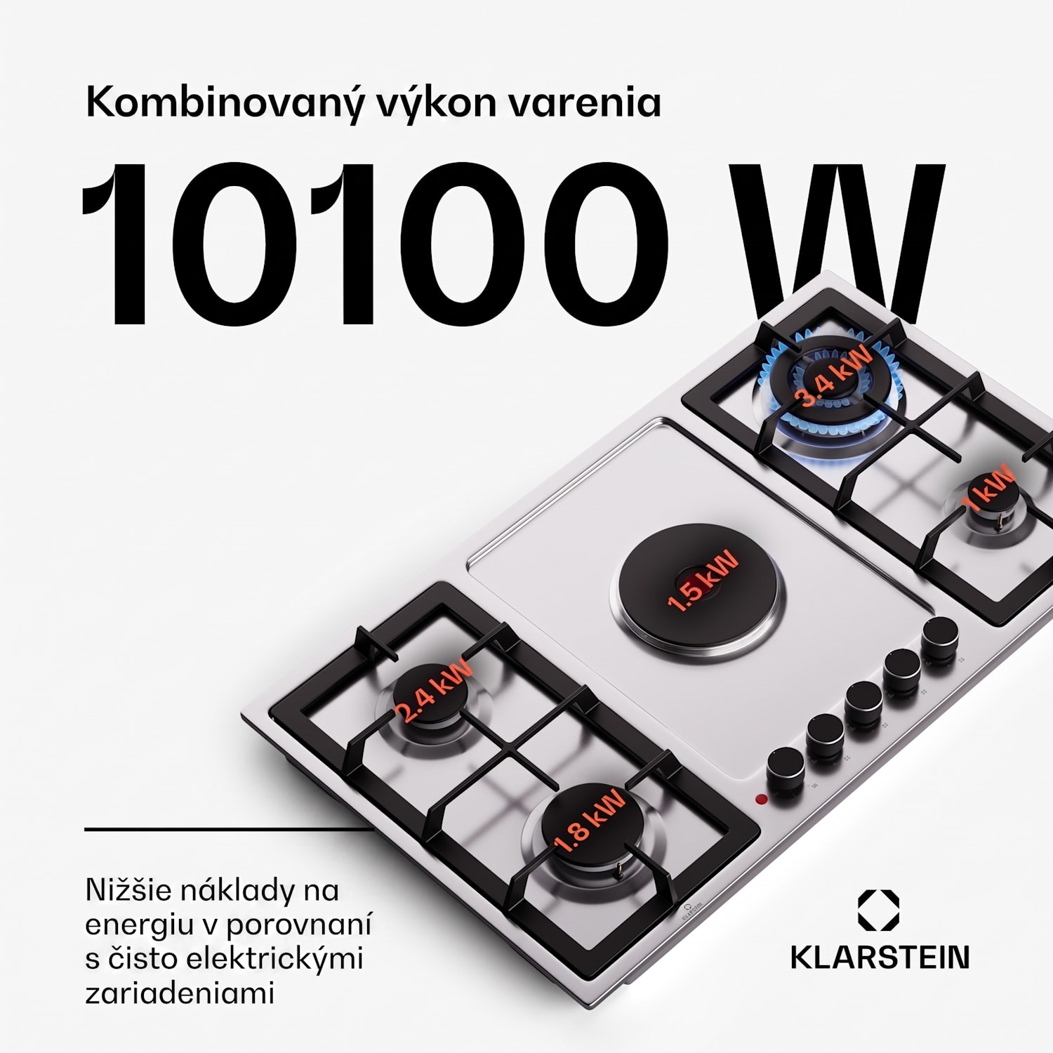 MultiChef 5 Hot Plate, elektrická a plynová varná doska, 5 varných zón, 4 horáky, 1 elektrická platňa 90 cm | Plynová a varná doska | Strieborná