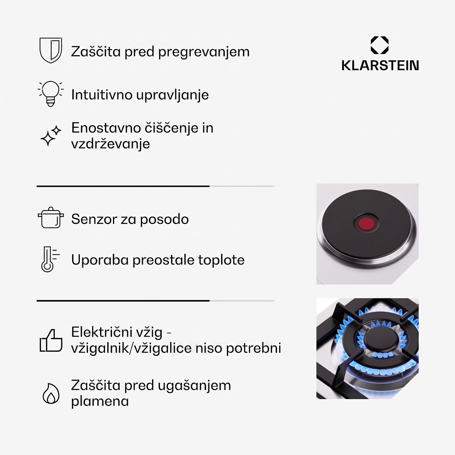 MultiChef 5 Hot Plate, električna in plinska kuhalna plošča, 5 kuhalnih con, 4 gorilniki, 1 električna plošča 90 cm | Plinska in kuhalna plošča | Srebrna