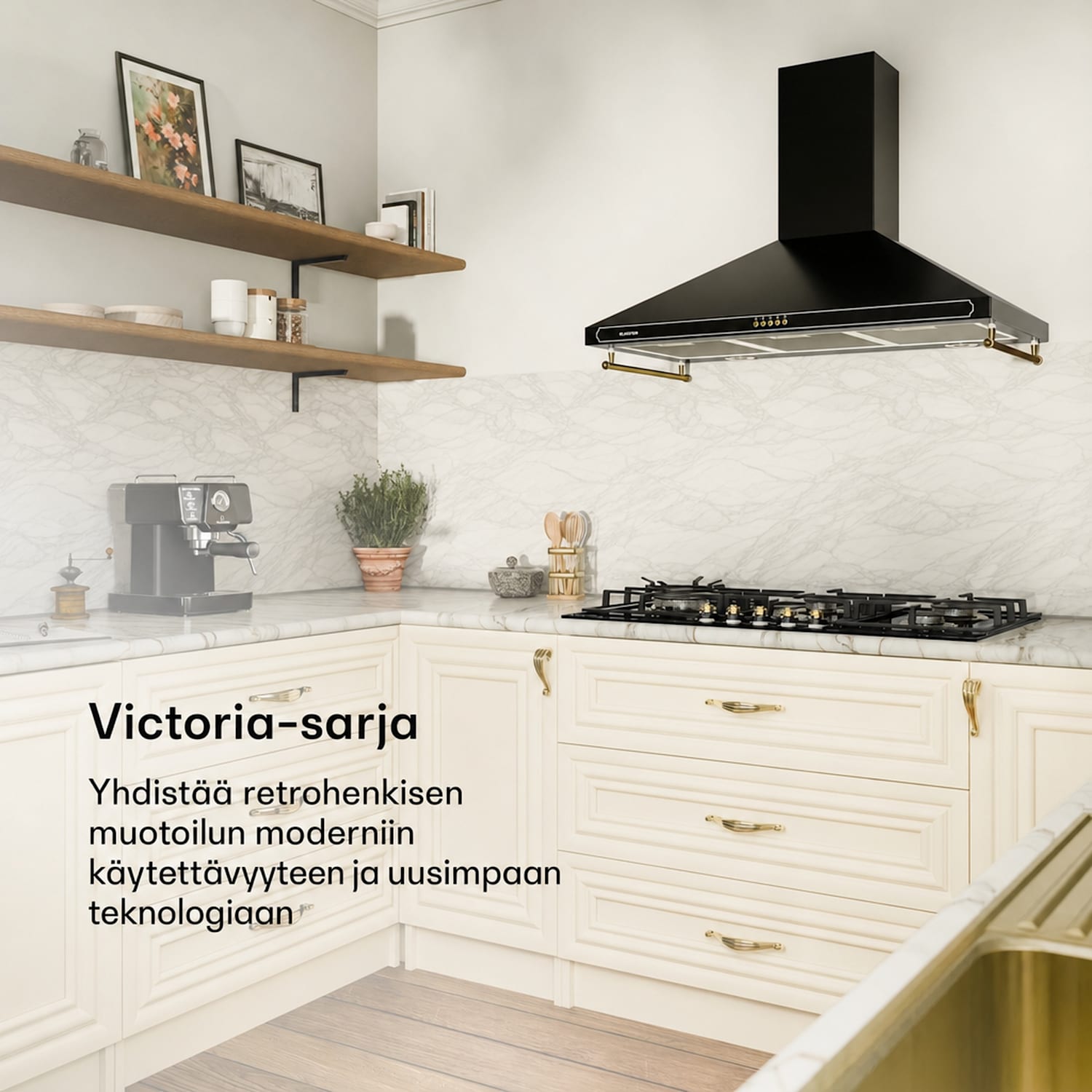 Klarstein Victoria Chef Edition 5 alueen kaasuliesi 5-liekkinen 90 cm | Lasi | Musta