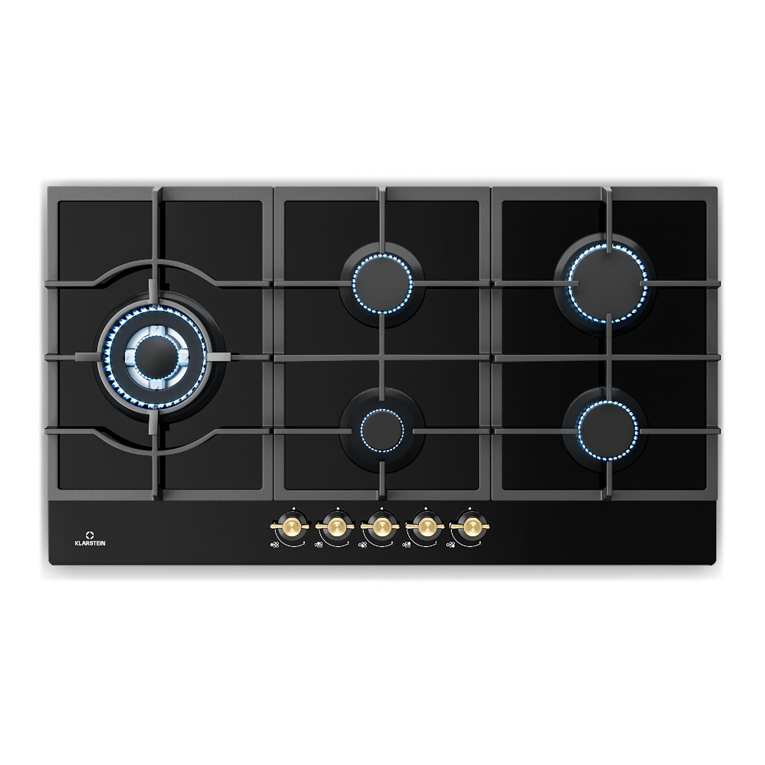  <p>Klarstein Victoria Chef Edition 5-zones gaskookplaat 5-pits</p> 90 cm | Glas | Zwart
