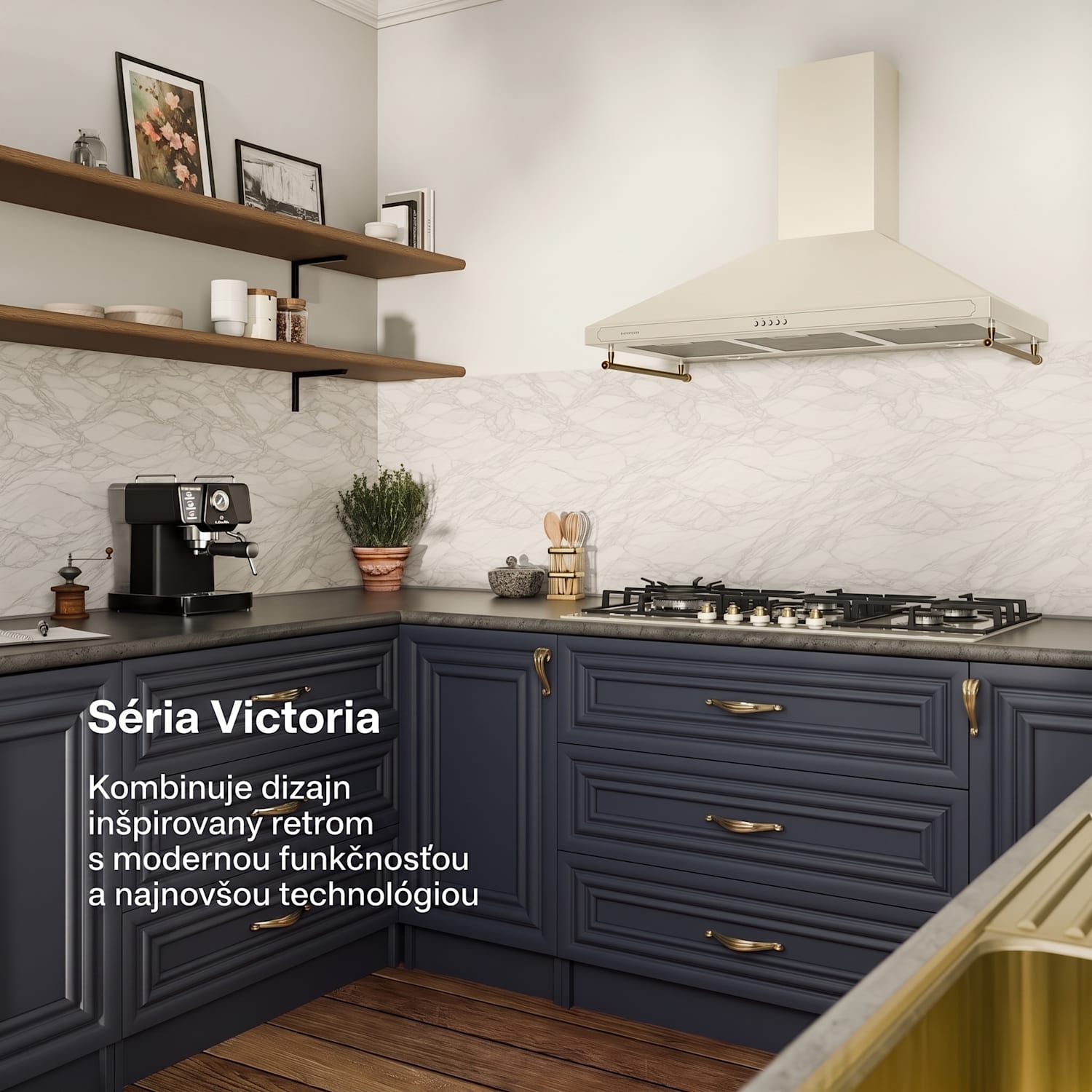 Victoria Chef Edition, plynová varná doska, 5 zón 90 cm | Sklo | Krémová