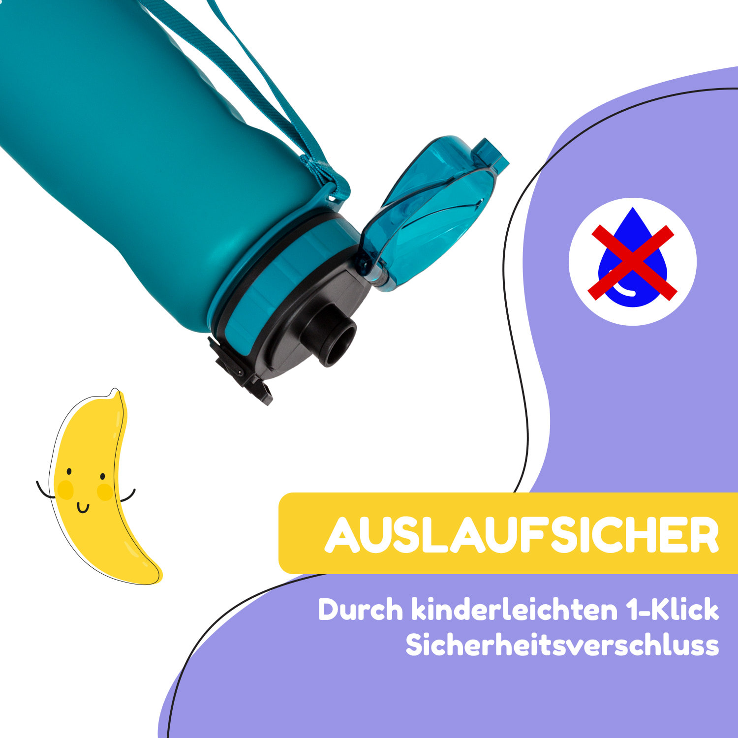 Wakaba Trinkflasche 800 ml Tritan BPA-frei 800 ml | Kräftiges Petrol