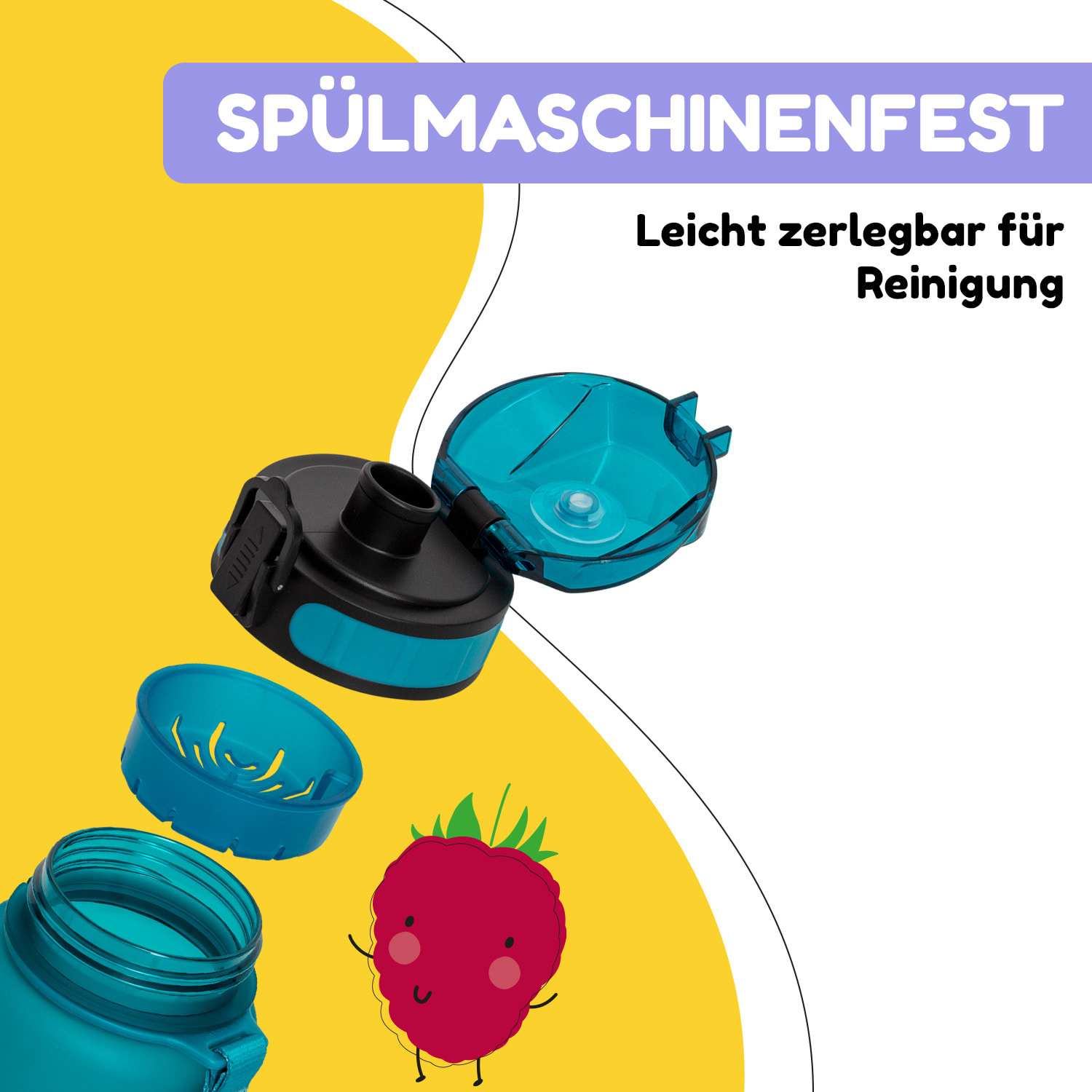 Wakaba Trinkflasche 800 ml Tritan BPA-frei 800 ml | Kräftiges Petrol