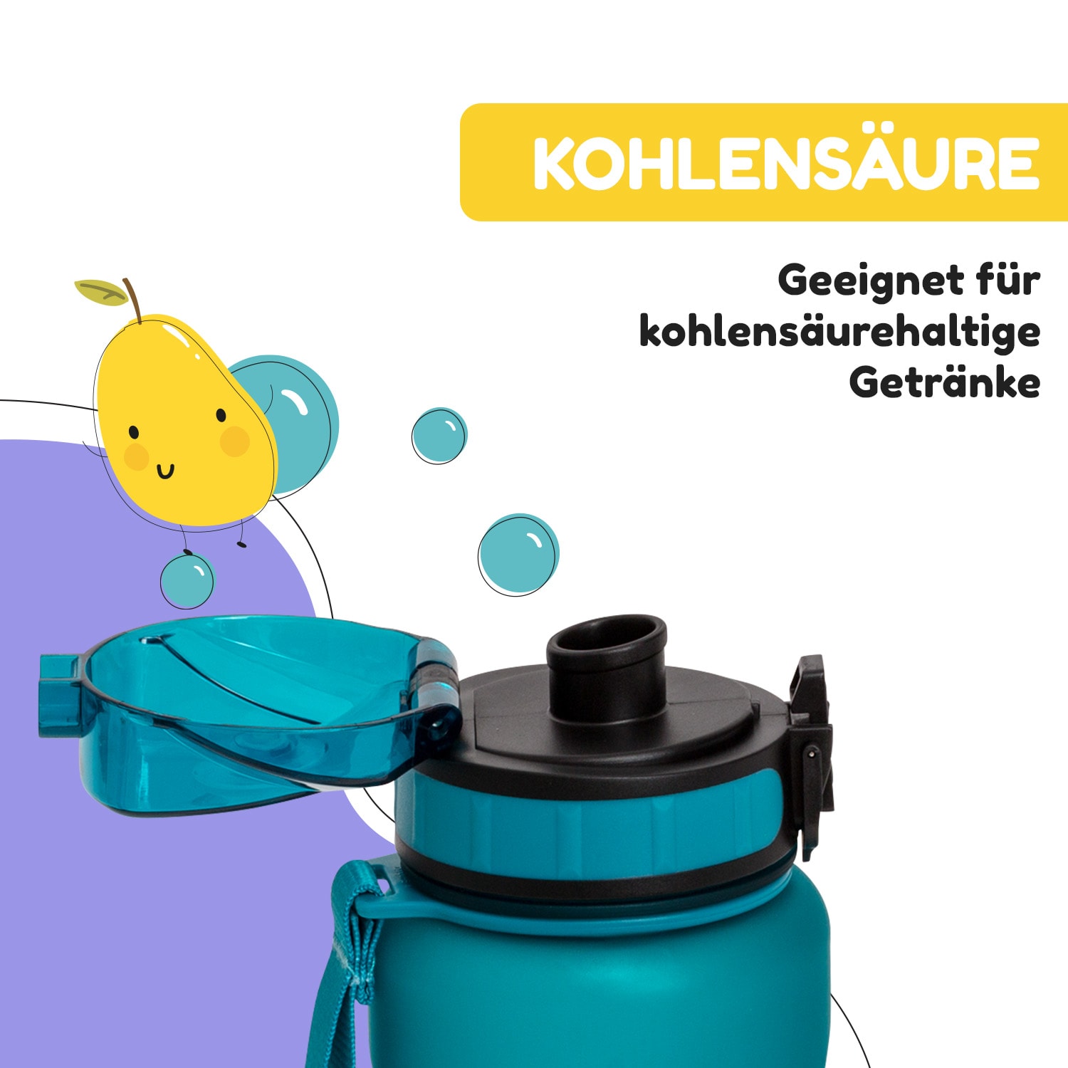 Wakaba Trinkflasche 800 ml Tritan BPA-frei 800 ml | Kräftiges Petrol