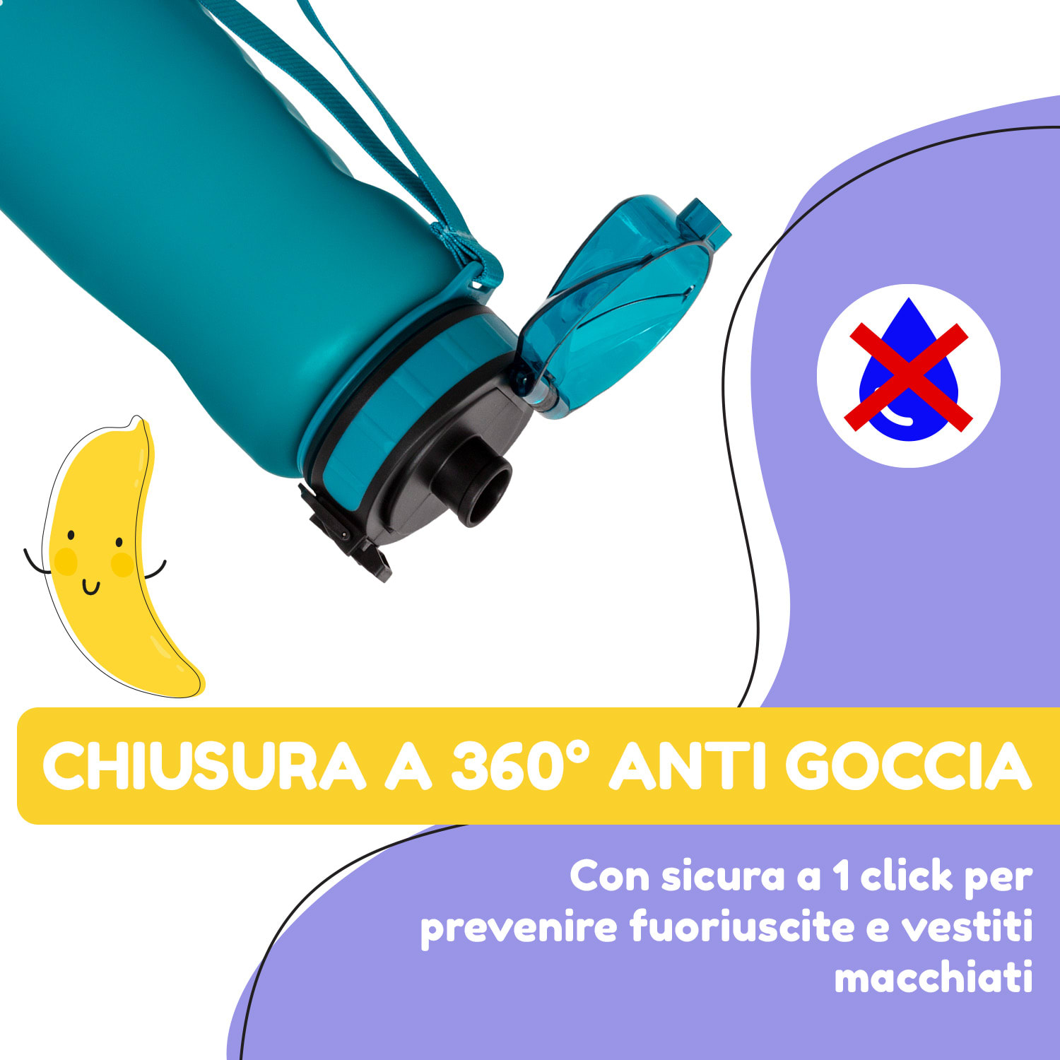 Wakaba - Borraccia da 800 ml, Tritan senza BPA 800 ml | Verde acqua intenso