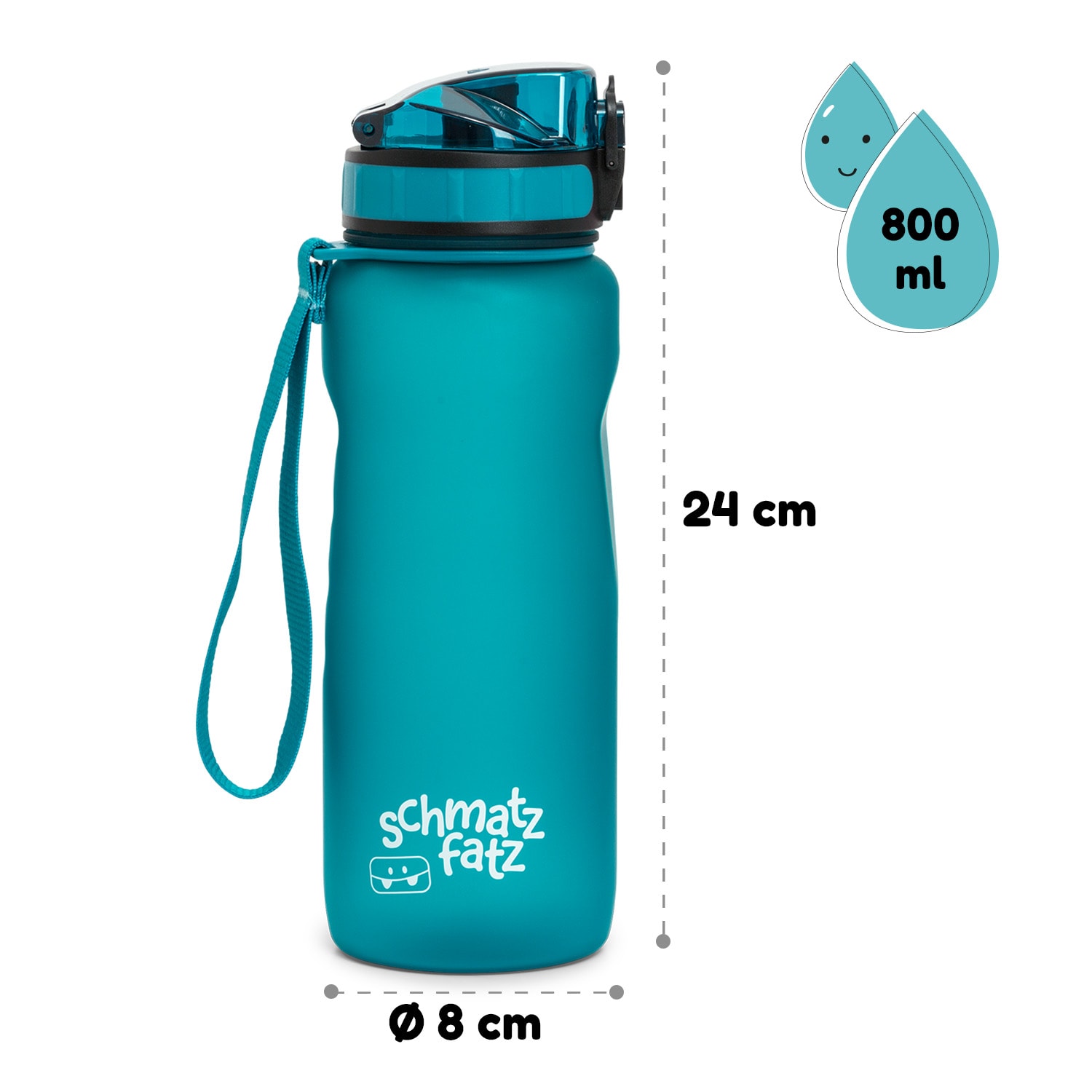 Wakaba, bidon, 800 ml, butelka na wodę, tworzywo Tritan, nie zawiera BPA 800 ml | Głęboki Teal