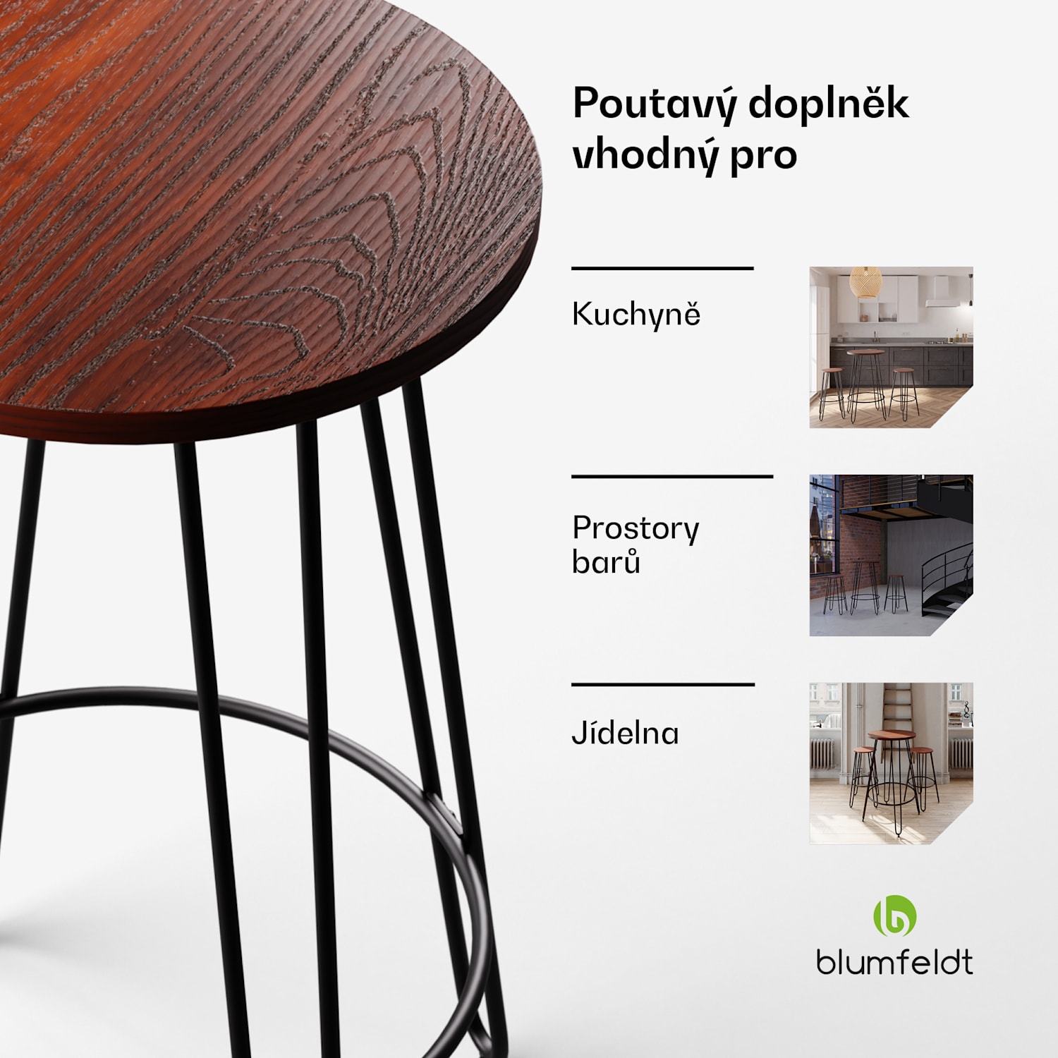 Bistro stůl Hamilton Ø60cm Dřevěný ocelový rám Mahagon