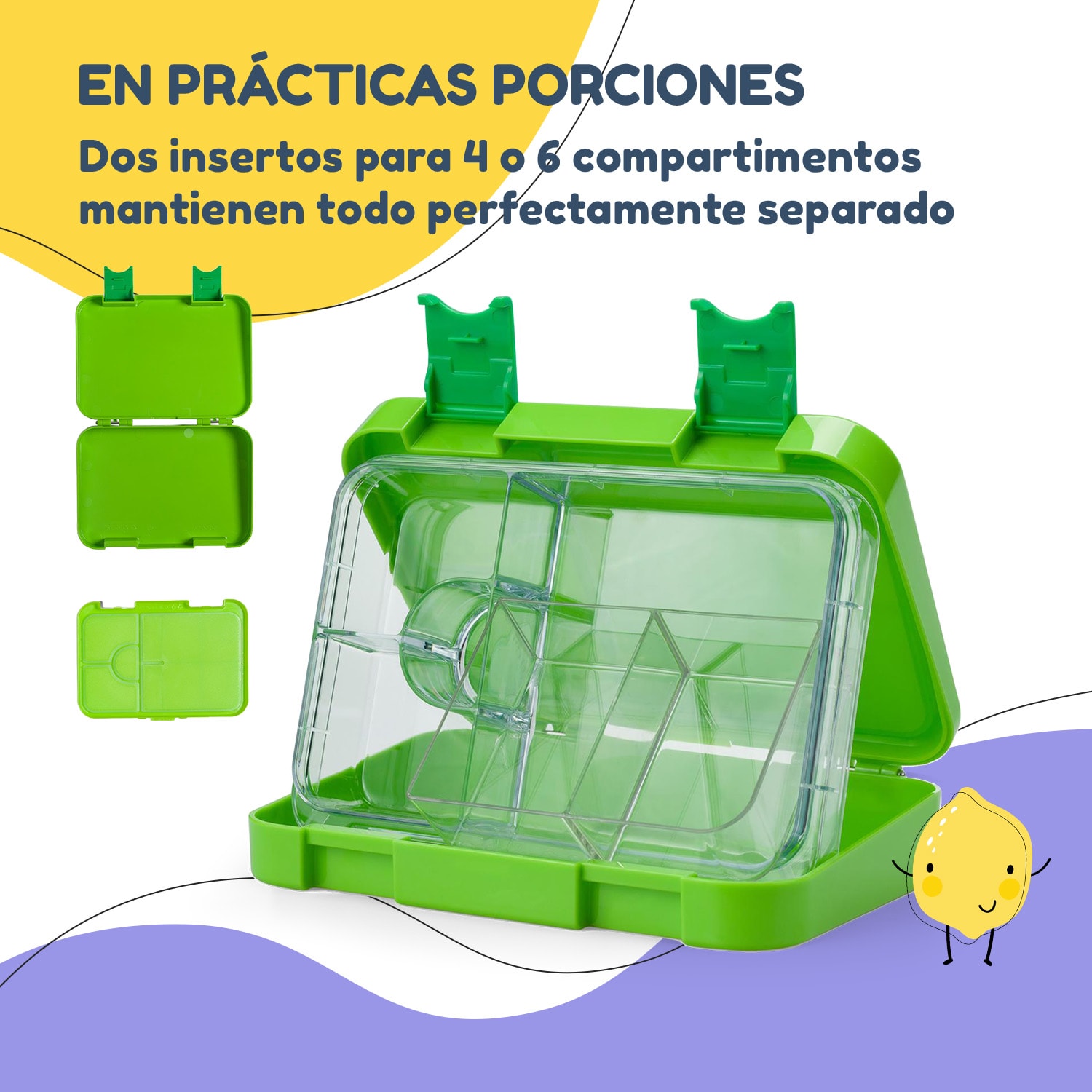 Fiambrera junior 6 compartimentos schmatzfatz 21,3 x 15 x 4,5 cm  Verde