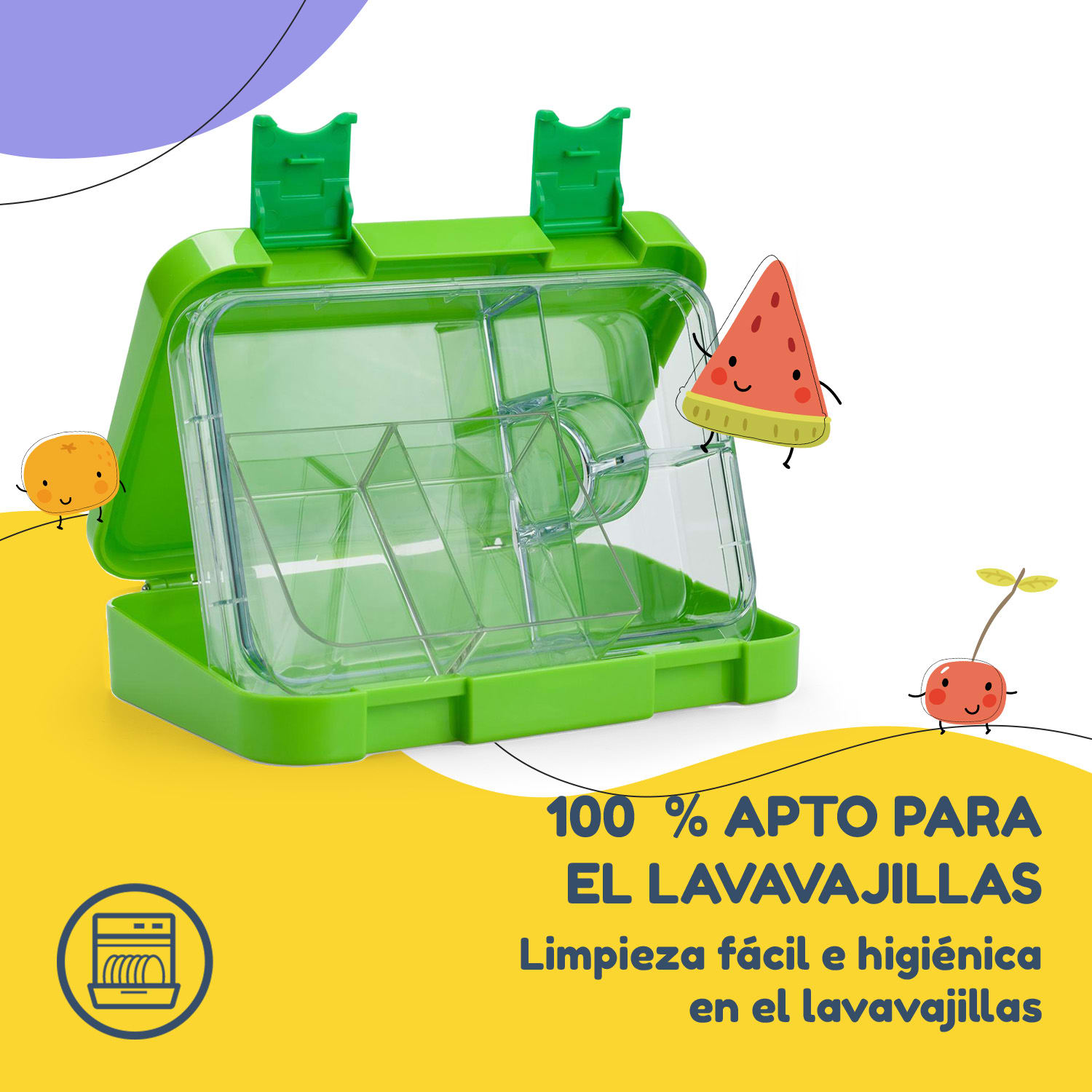 Fiambrera junior 6 compartimentos schmatzfatz 21,3 x 15 x 4,5 cm  Verde