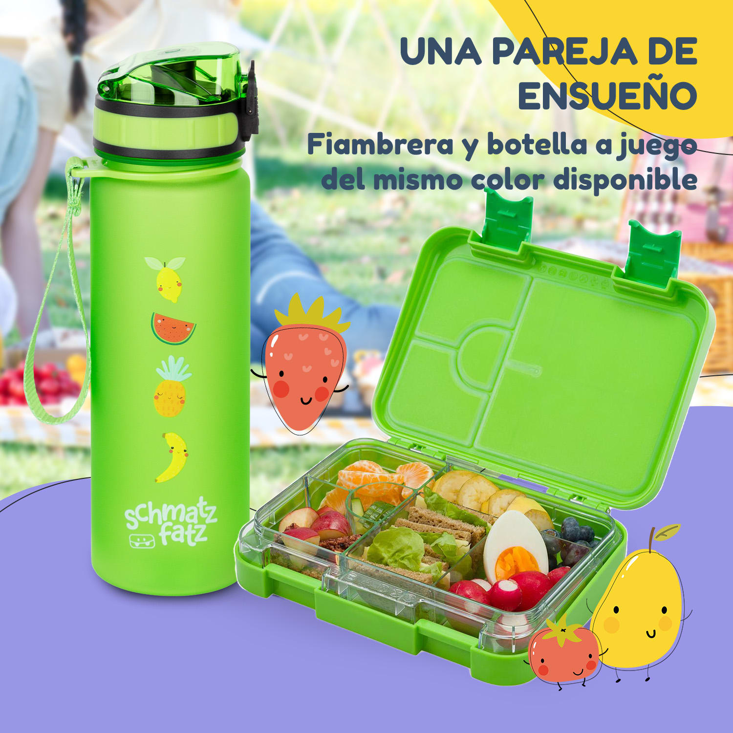 Fiambrera junior 6 compartimentos schmatzfatz 21,3 x 15 x 4,5 cm  Verde