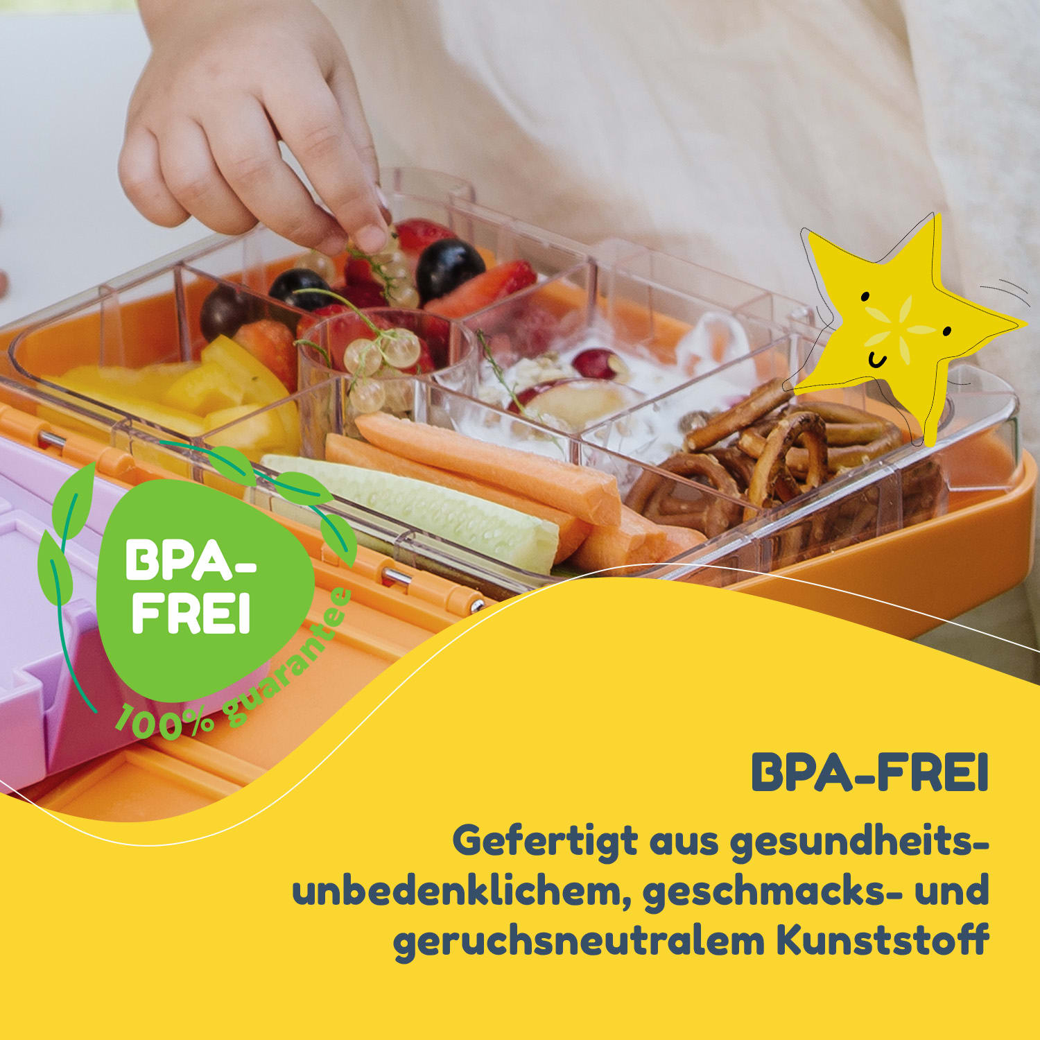 schmatzfatz junior Lunchbox 6 Fächer 21,3 x 15 x 4,5 cm  Orange