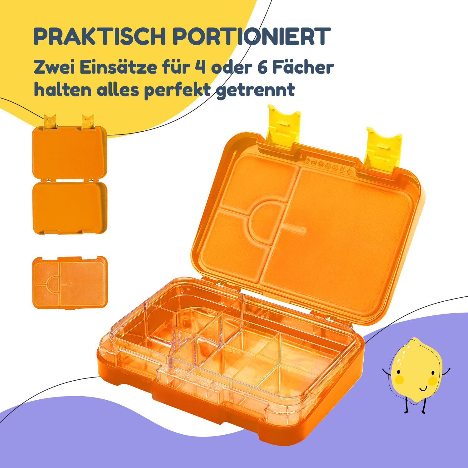 schmatzfatz junior Lunchbox 6 Fächer 21,3 x 15 x 4,5 cm  Orange