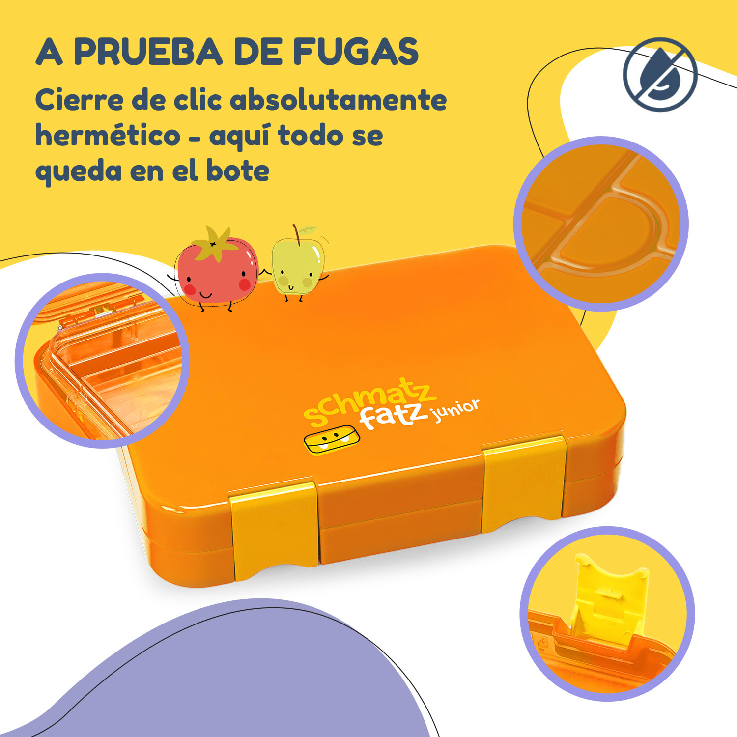 Fiambrera junior 6 compartimentos schmatzfatz 21,3 x 15 x 4,5 cm  Naranja