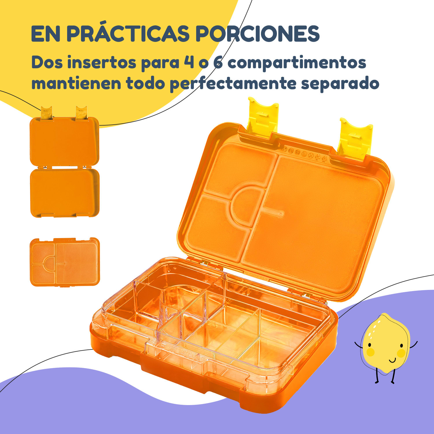 Fiambrera junior 6 compartimentos schmatzfatz 21,3 x 15 x 4,5 cm  Naranja