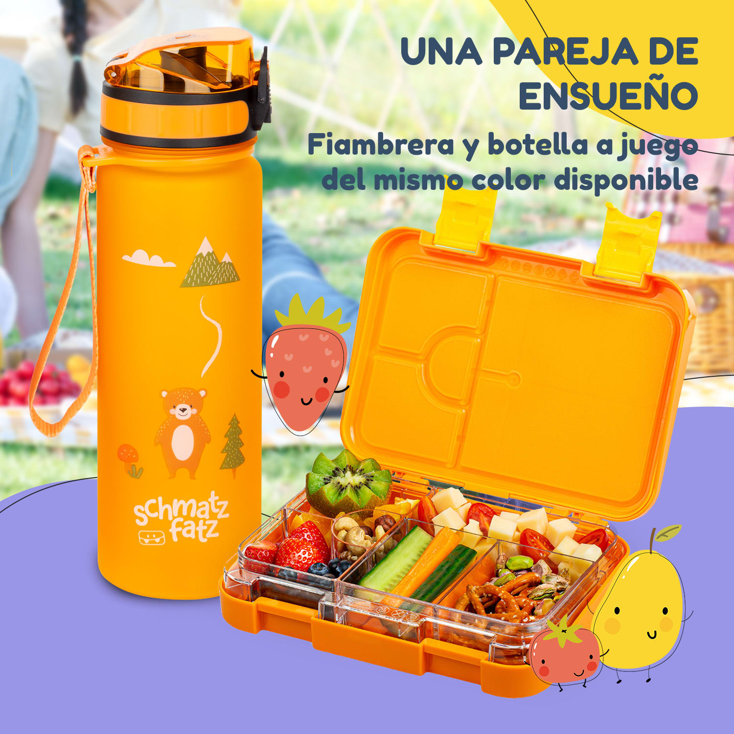 Fiambrera junior 6 compartimentos schmatzfatz 21,3 x 15 x 4,5 cm  Naranja
