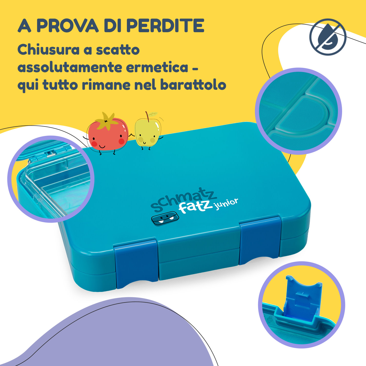 schmatzfatz junior, Lunchbox, 6 Scomparti, 21,3 x 15 x 4,5 cm  