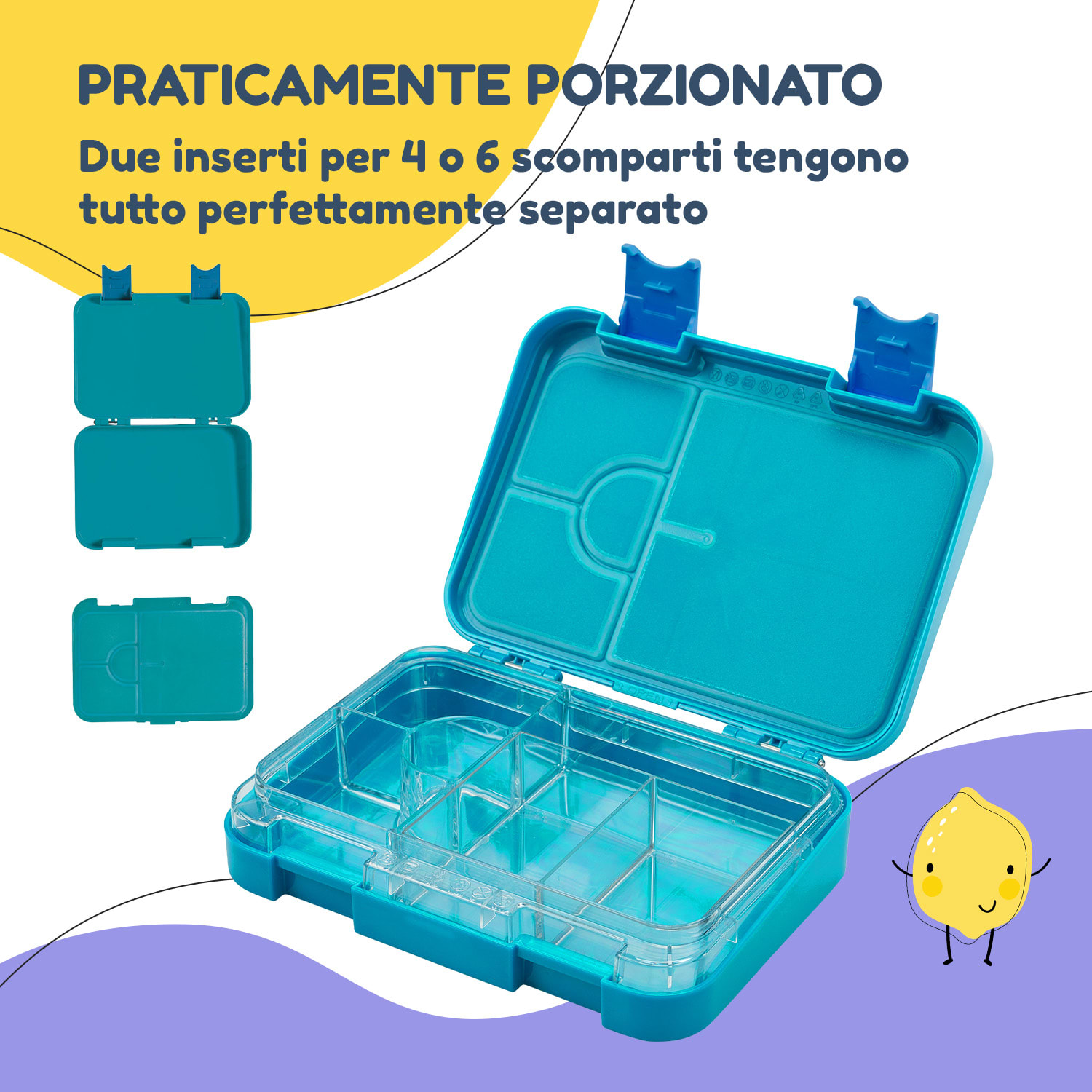 schmatzfatz junior, Lunchbox, 6 Scomparti, 21,3 x 15 x 4,5 cm  