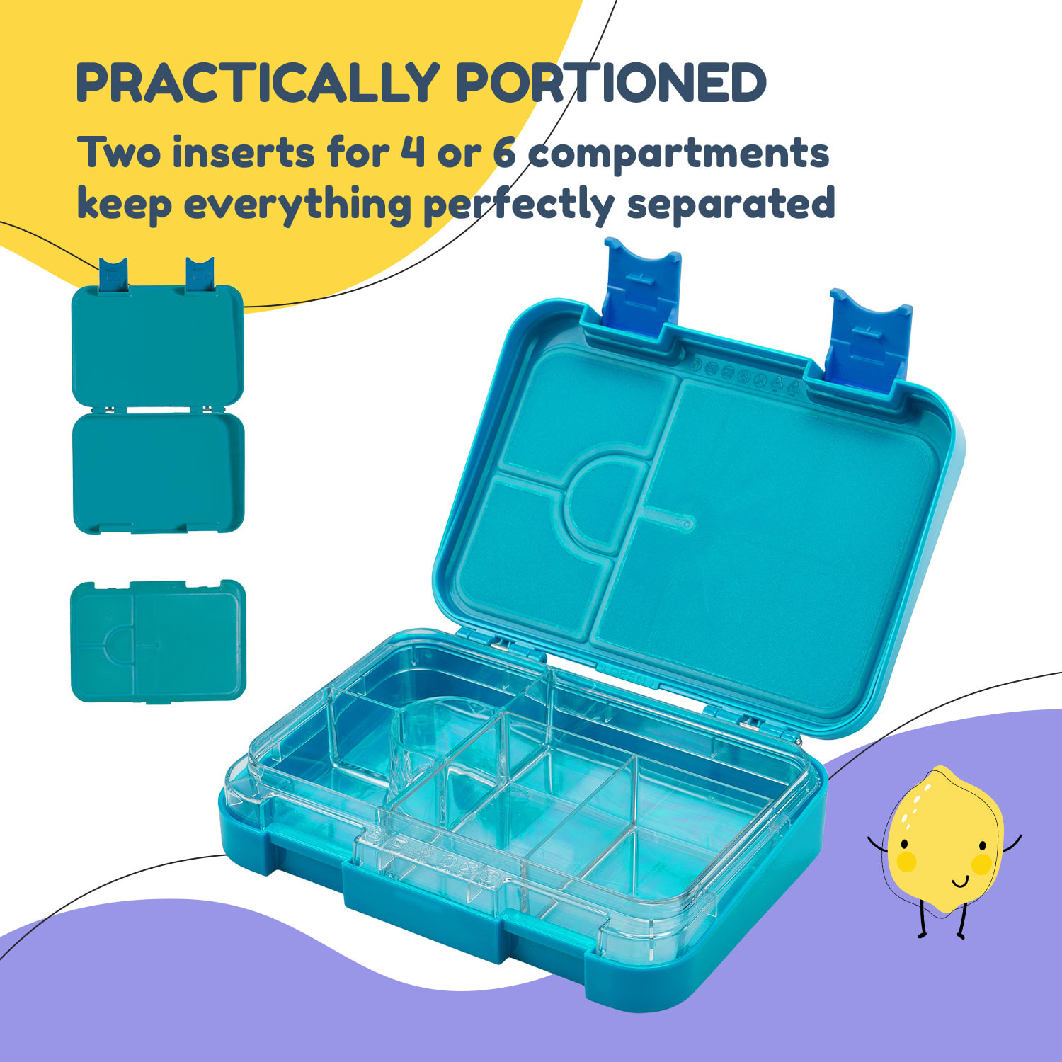 schmatzfatz junior lunchbox 6 vakken 21,3 x 15 x 4,5 cm  